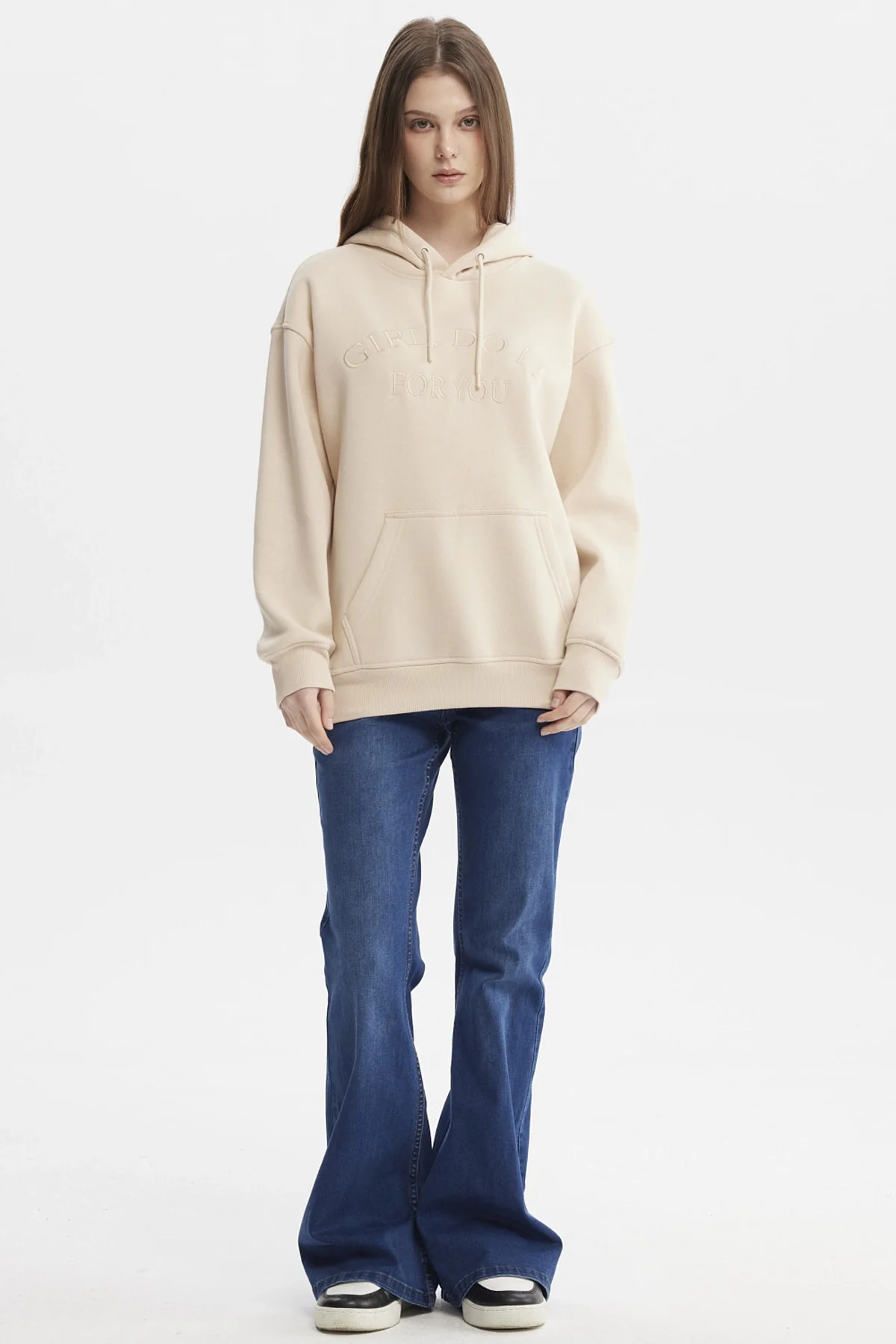 Polerón Mujer Canguro Print Beige - Image 4