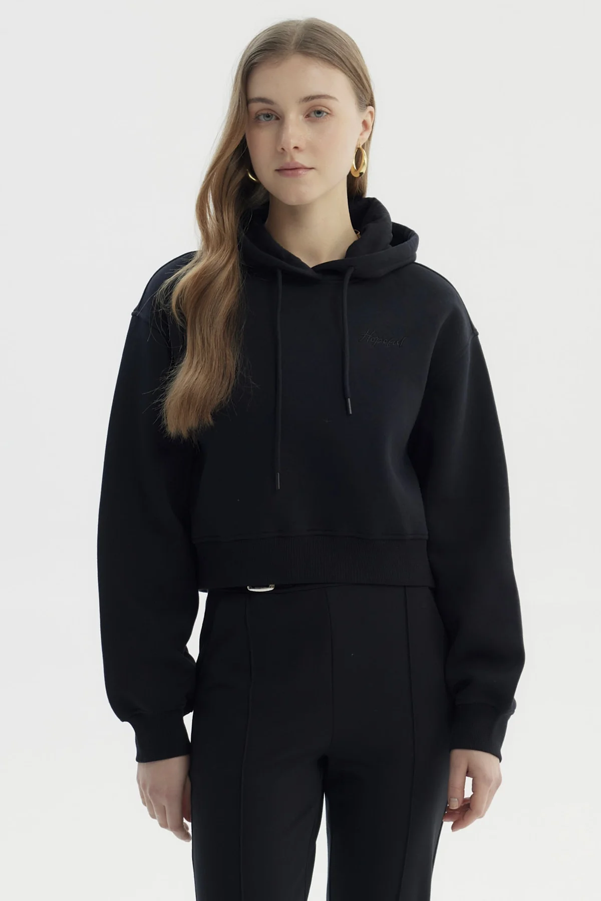 Polerón Mujer Canguro Print Negro