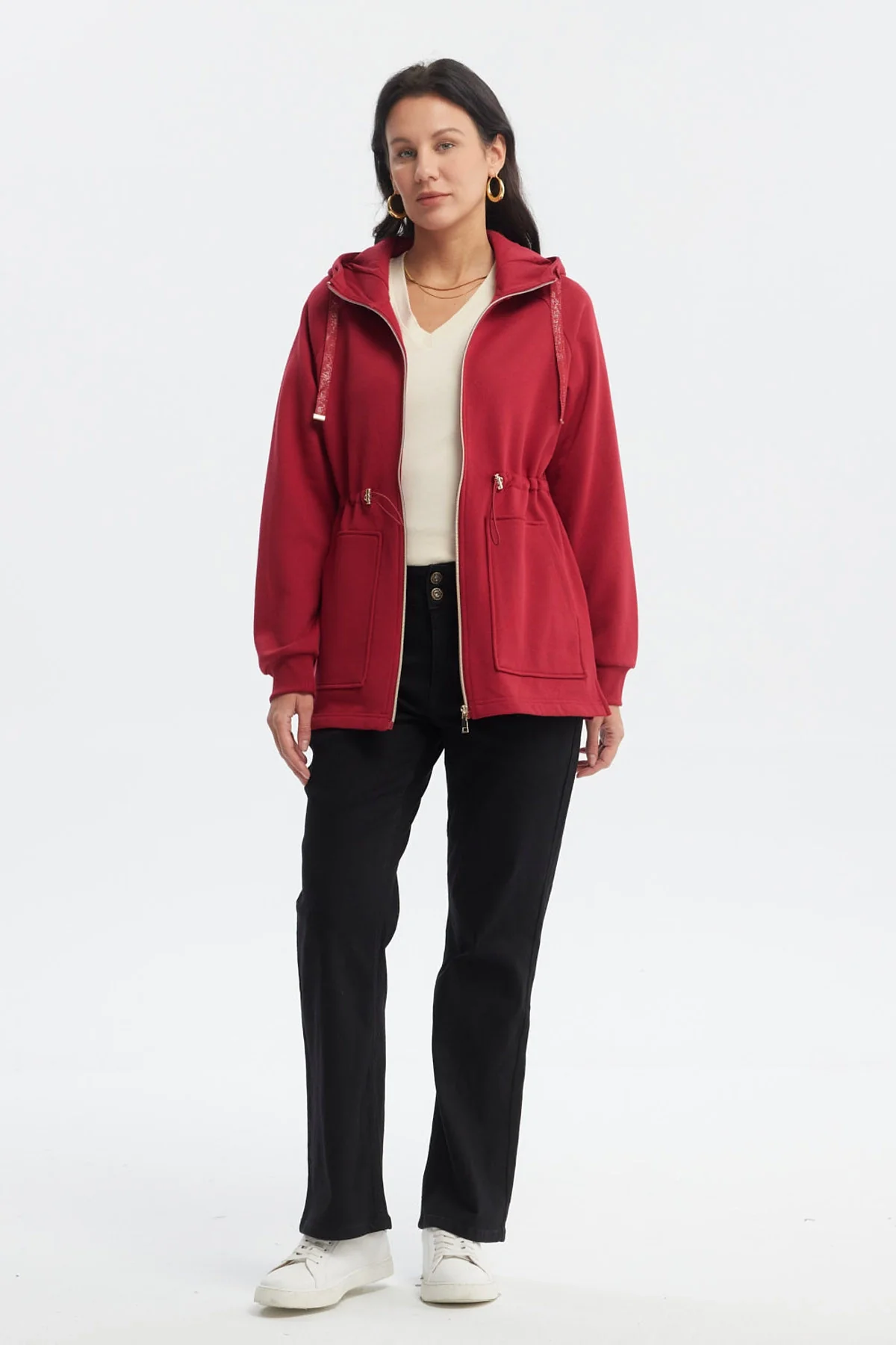 Polerón Mujer Cintura Ajustable Rojo - Image 4