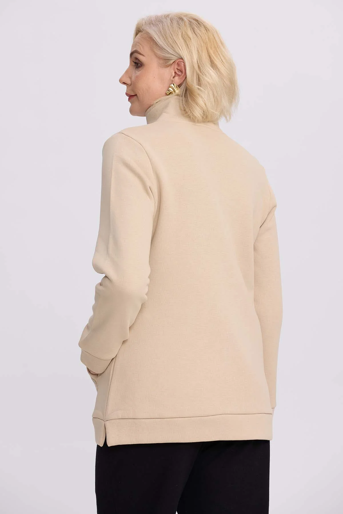 Polerón Mujer Con Cierre Beige - Image 3