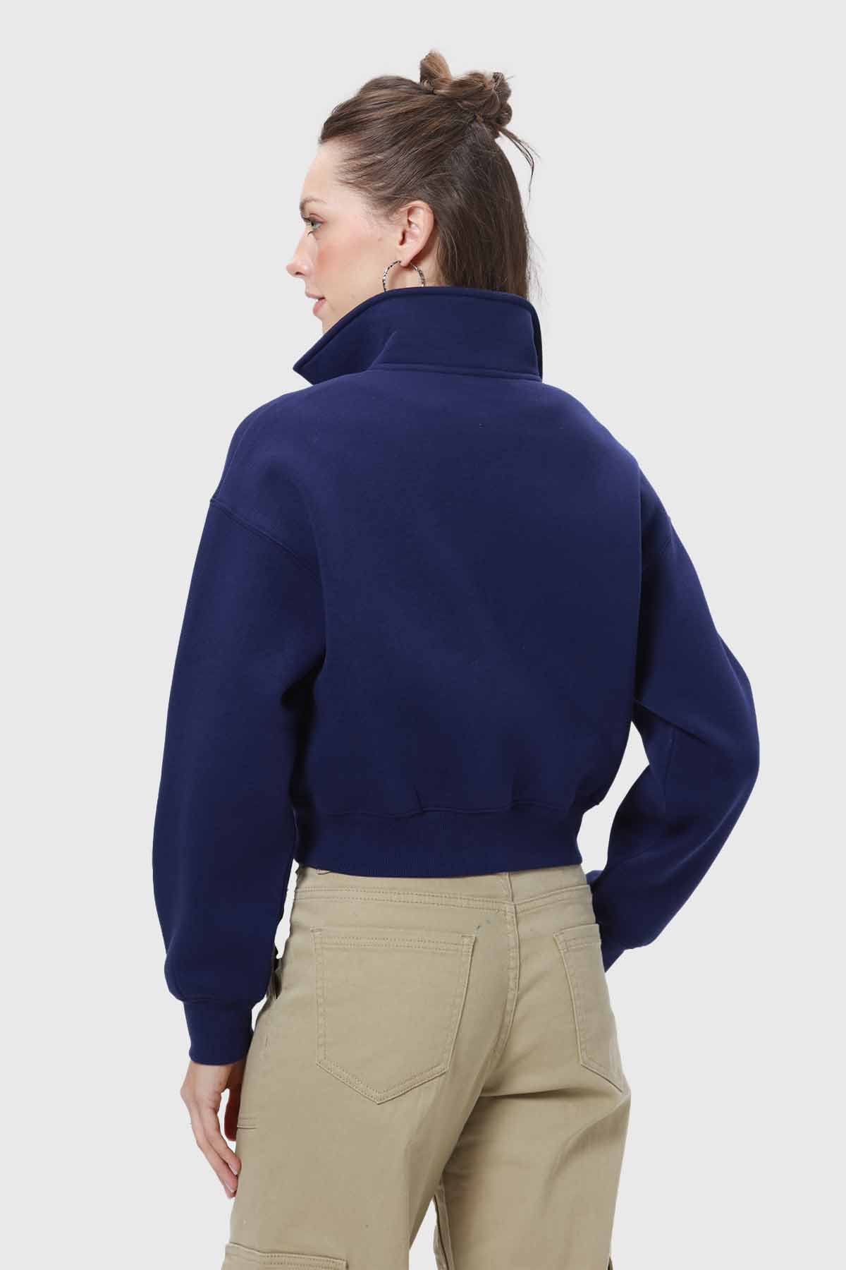 Polerón Mujer Crop Azul - Image 3