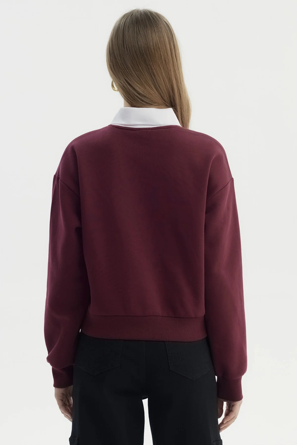 Polerón Mujer Cuello Polo Rojo - Image 3