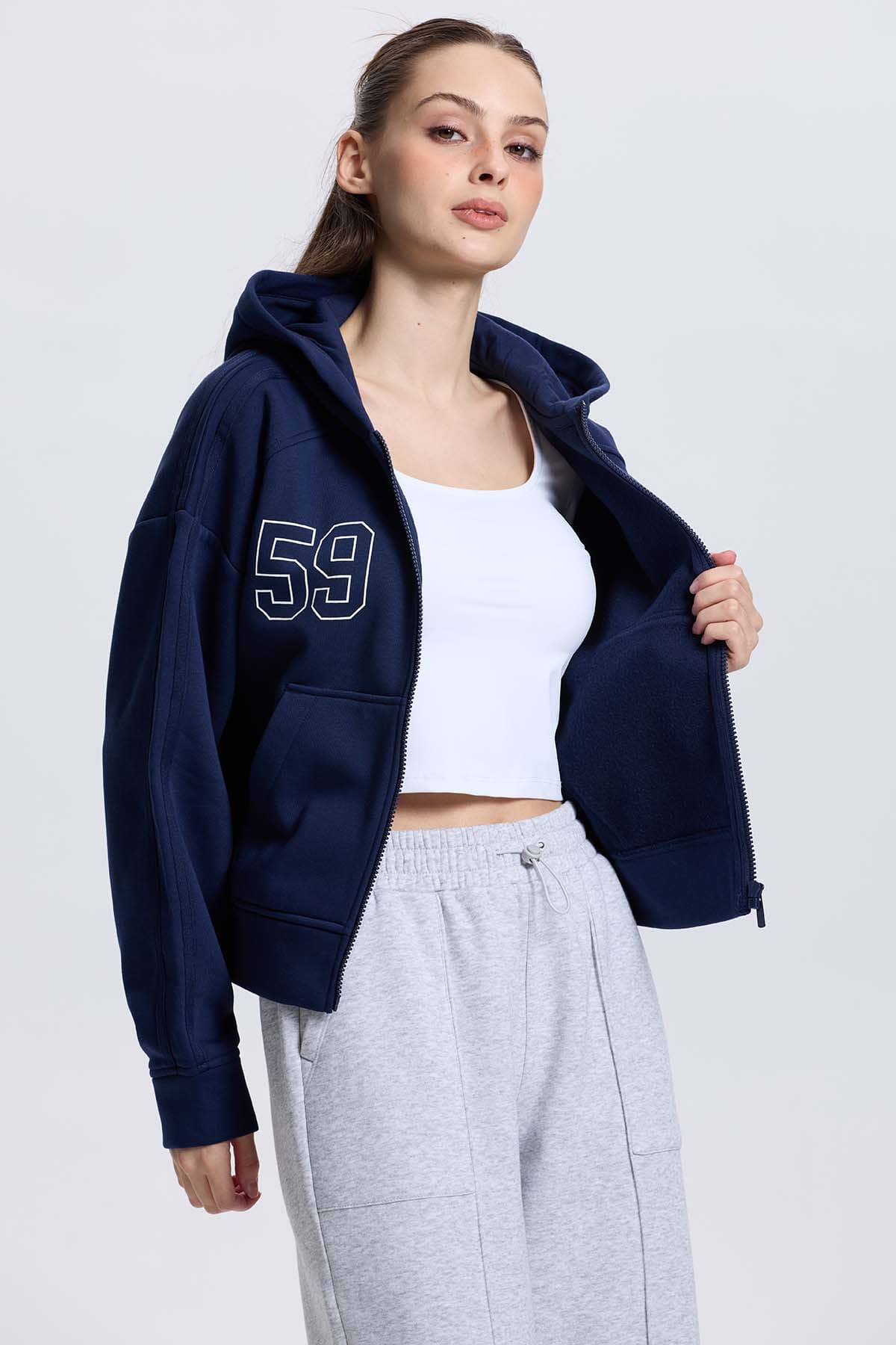 Polerón Mujer Full Zipper Azul - Image 2
