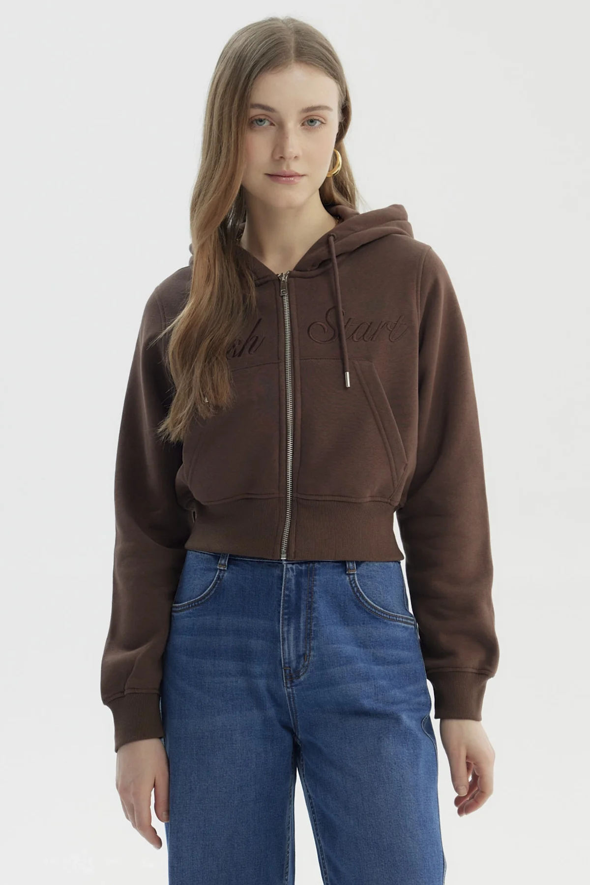 Polerón Mujer Full Zipper Café Oscuro