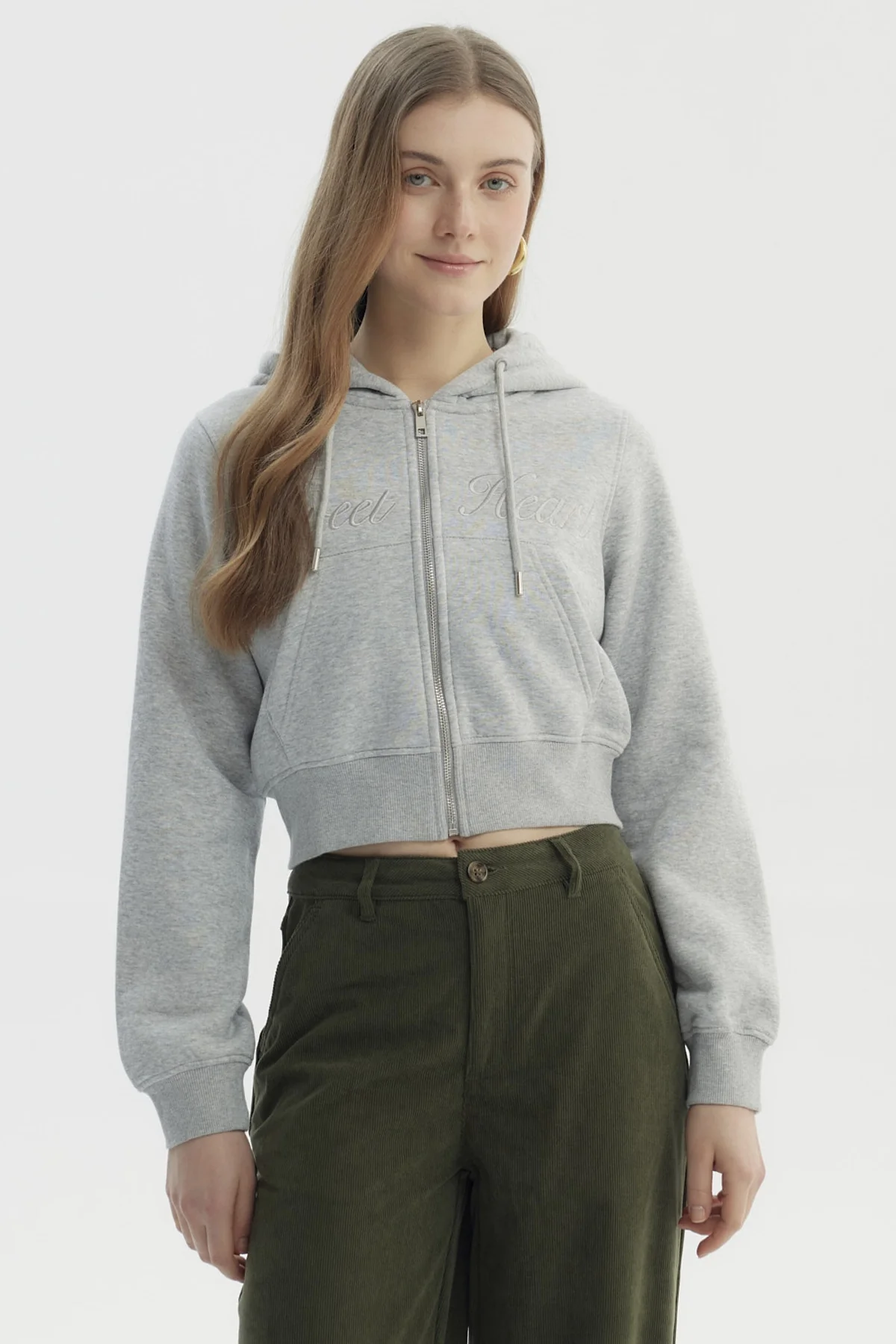 Polerón Mujer Full Zipper Gris Melange