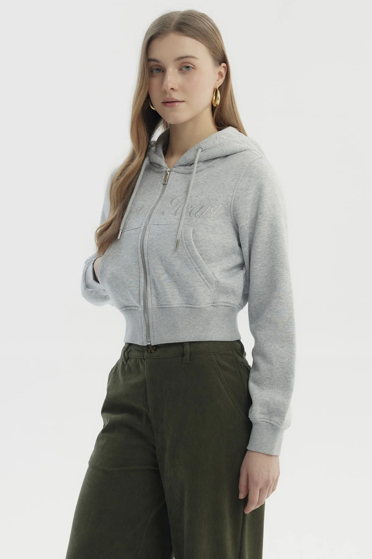 Polerón Mujer Full Zipper Gris Melange - Image 2