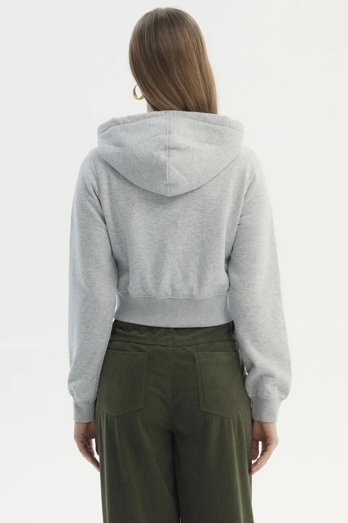 Polerón Mujer Full Zipper Gris Melange - Image 3