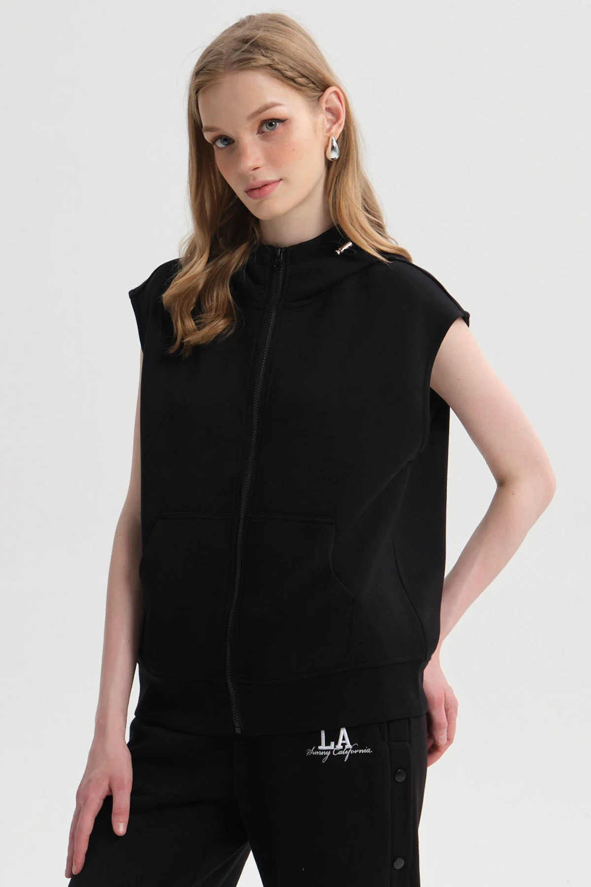 Polerón Mujer Full Zipper Negro - Image 2