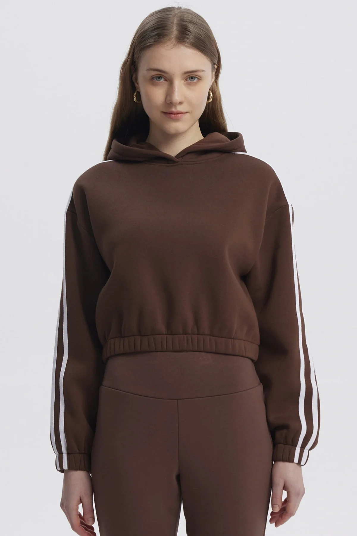 Polerón Mujer Liso Café Oscuro