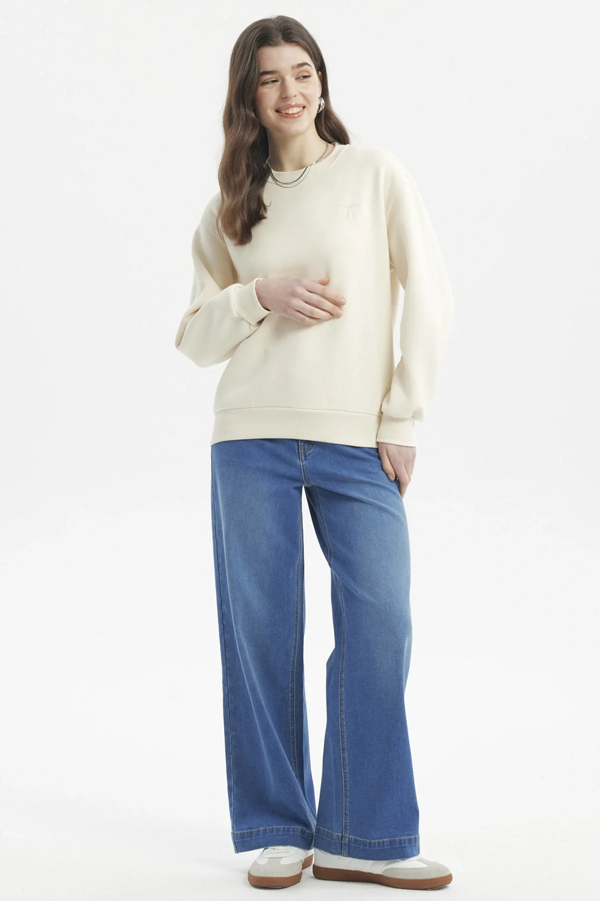 Polerón Mujer Liso Crema - Image 4