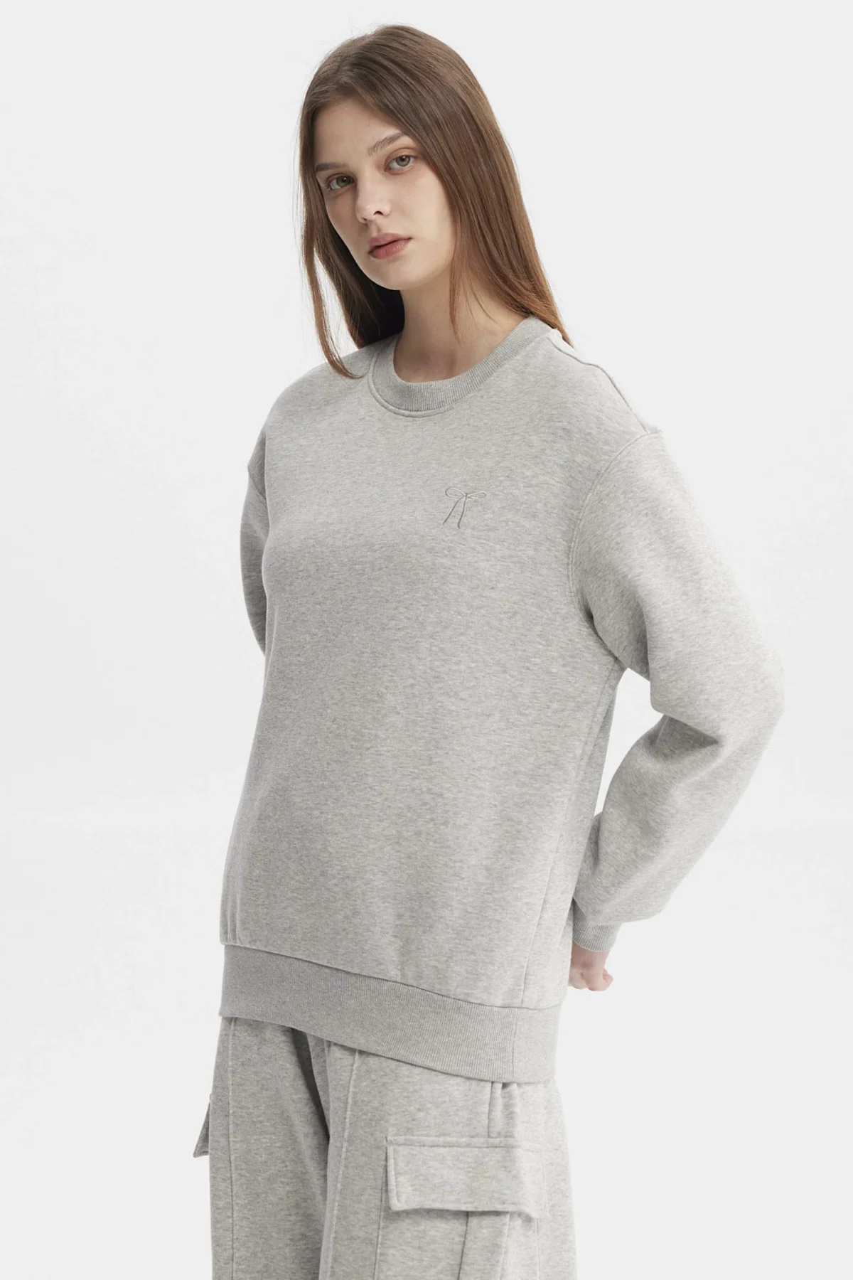 Polerón Mujer Liso Gris Melange Claro - Image 2