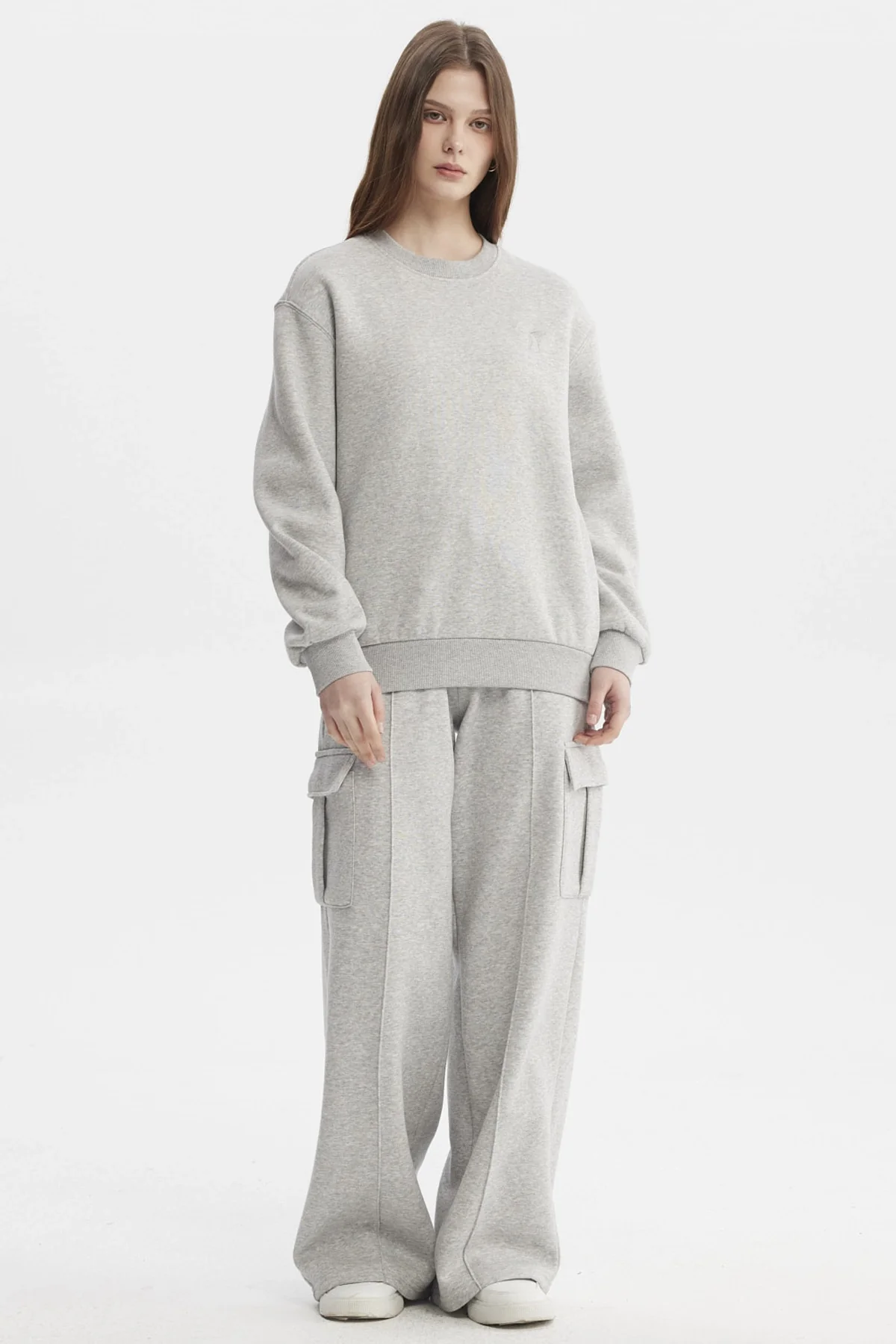 Polerón Mujer Liso Gris Melange Claro - Image 4