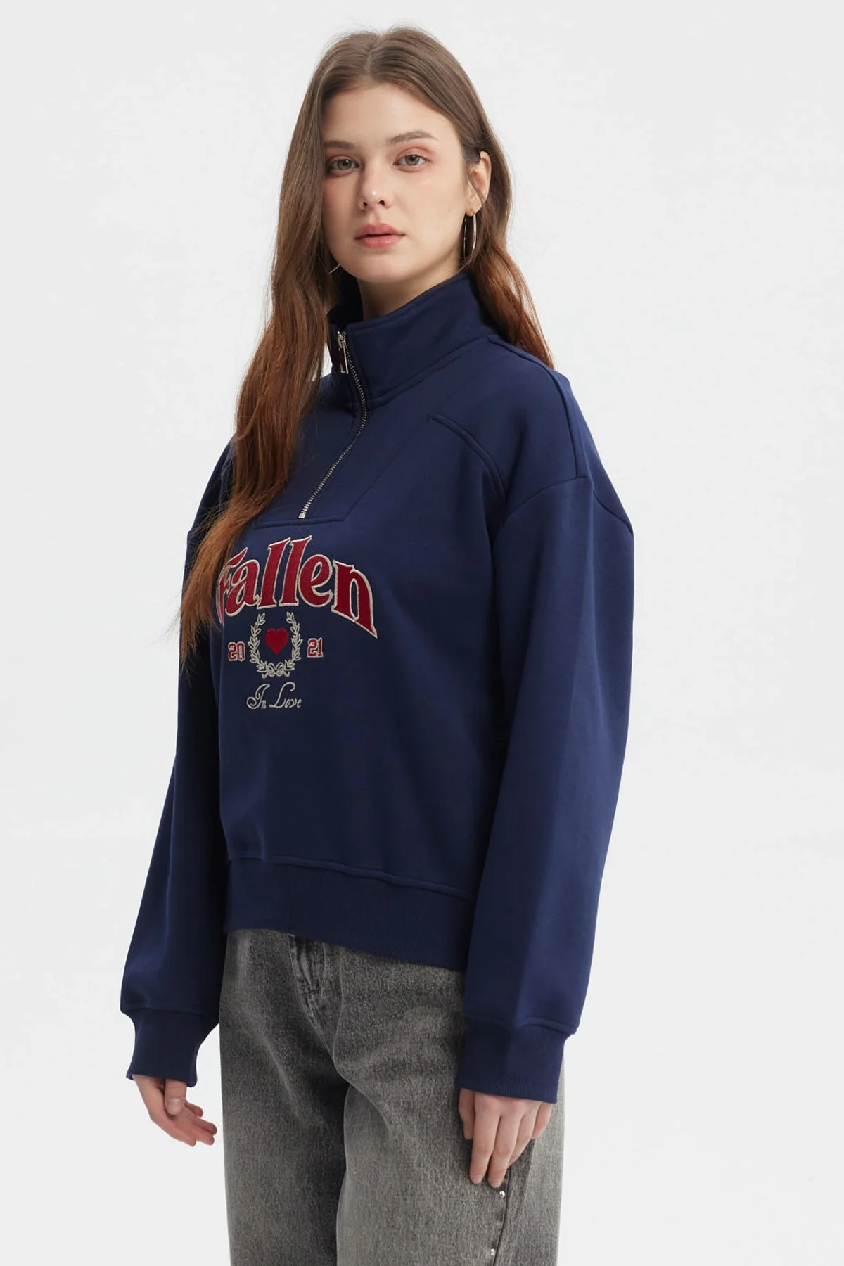 Polerón Mujer Medio Zipper Azul - Image 2