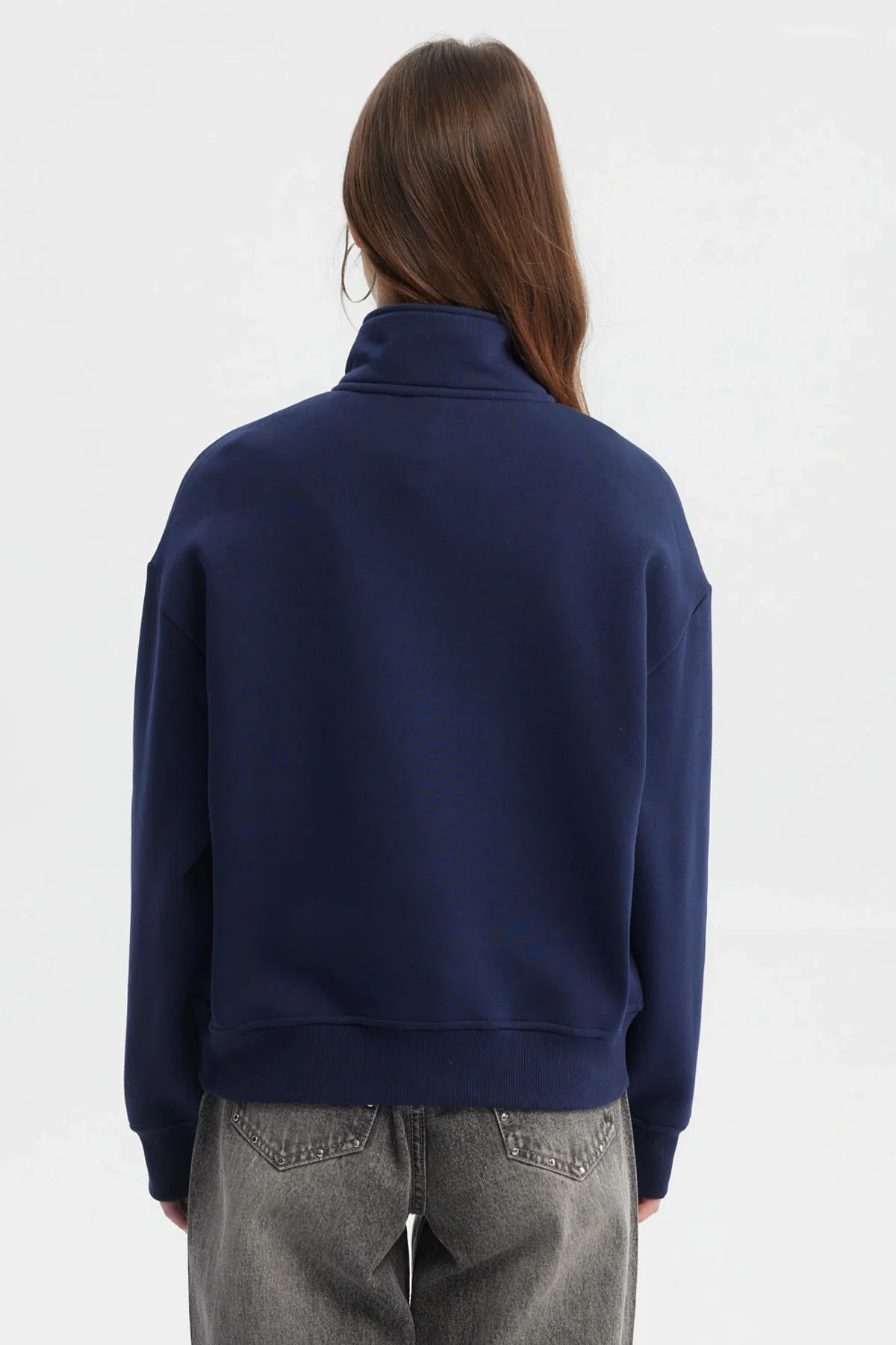 Polerón Mujer Medio Zipper Azul - Image 3