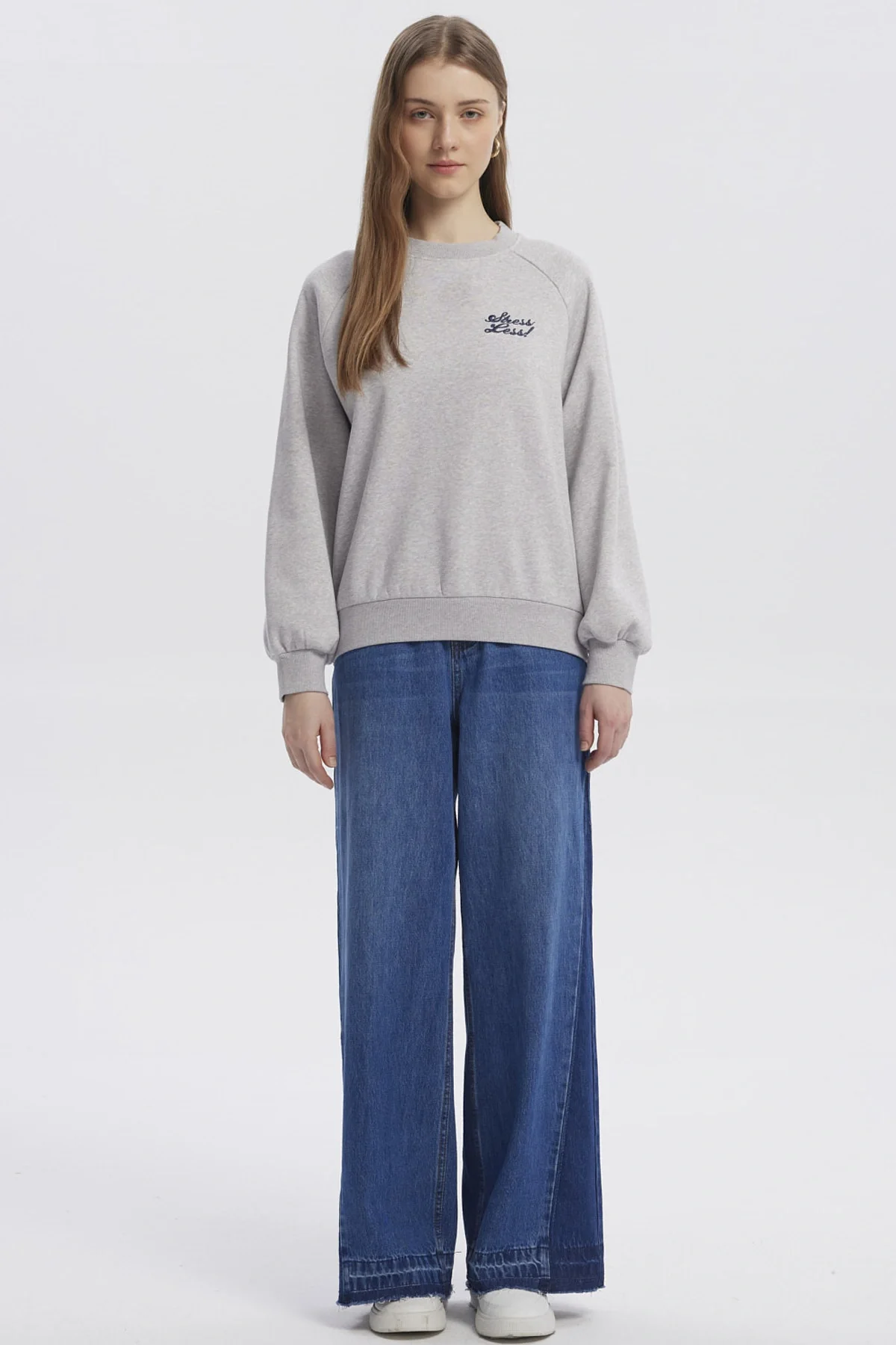Polerón Mujer Oversize Print Gris Melange - Image 4