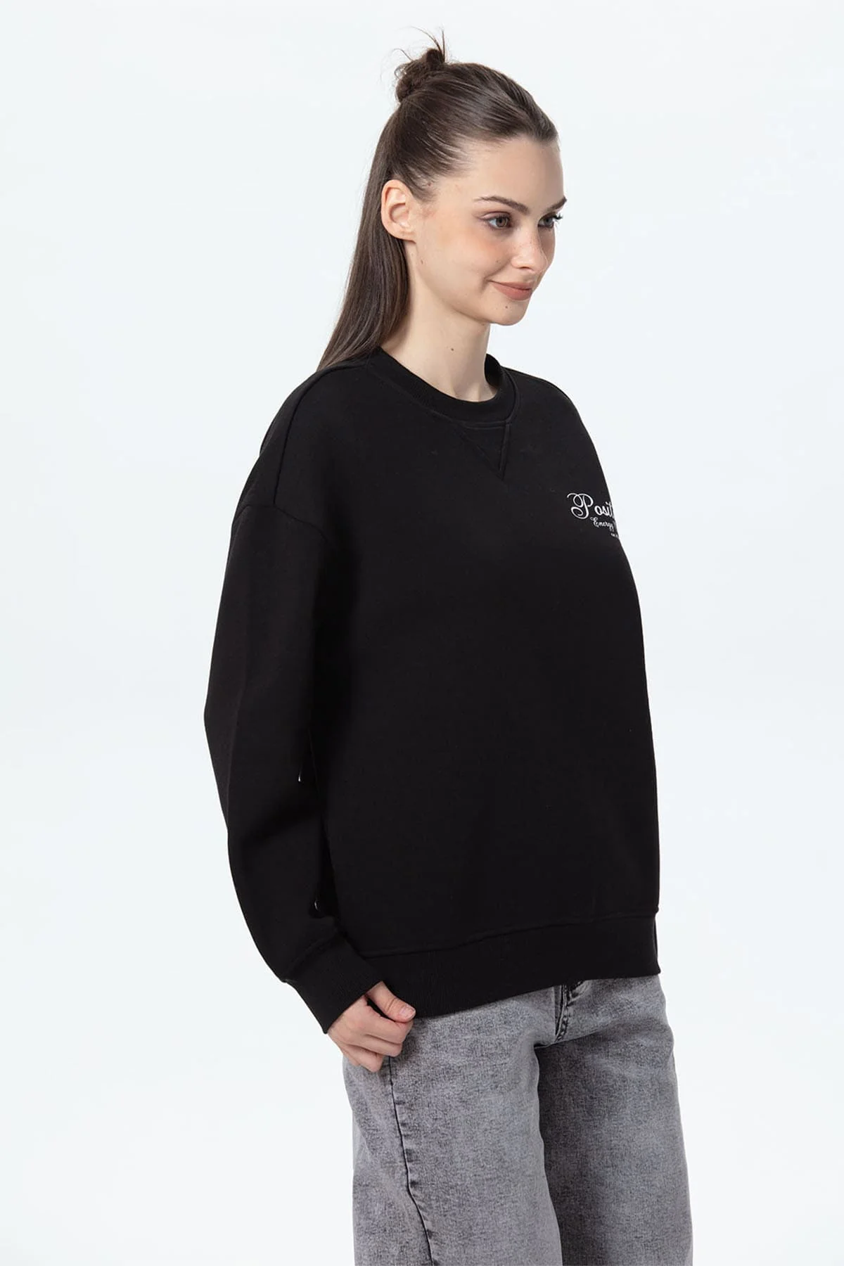 Polerón Mujer Oversize Print Negro - Image 2