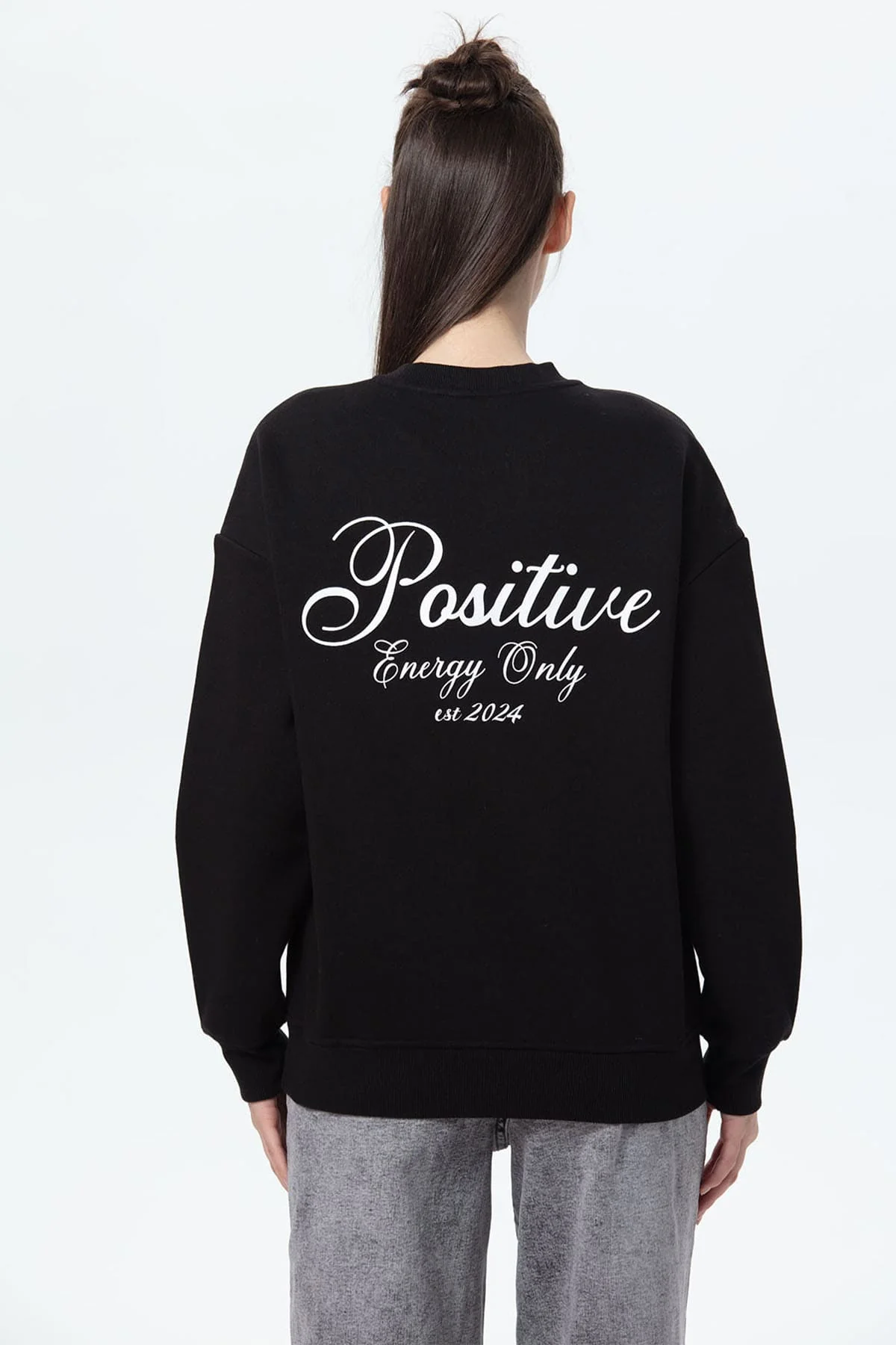 Polerón Mujer Oversize Print Negro - Image 3