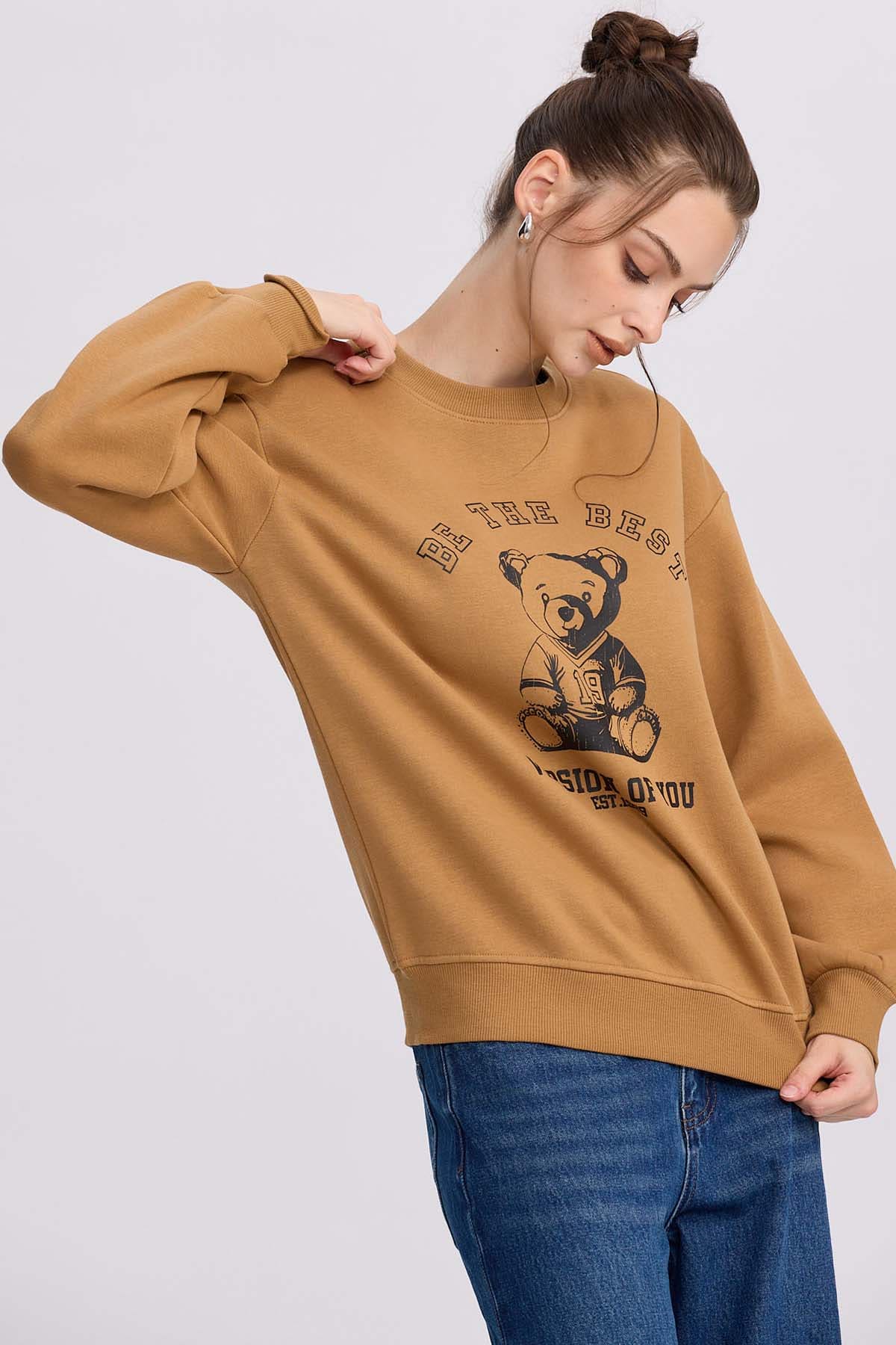 Polerón Mujer Print Camel - Image 2