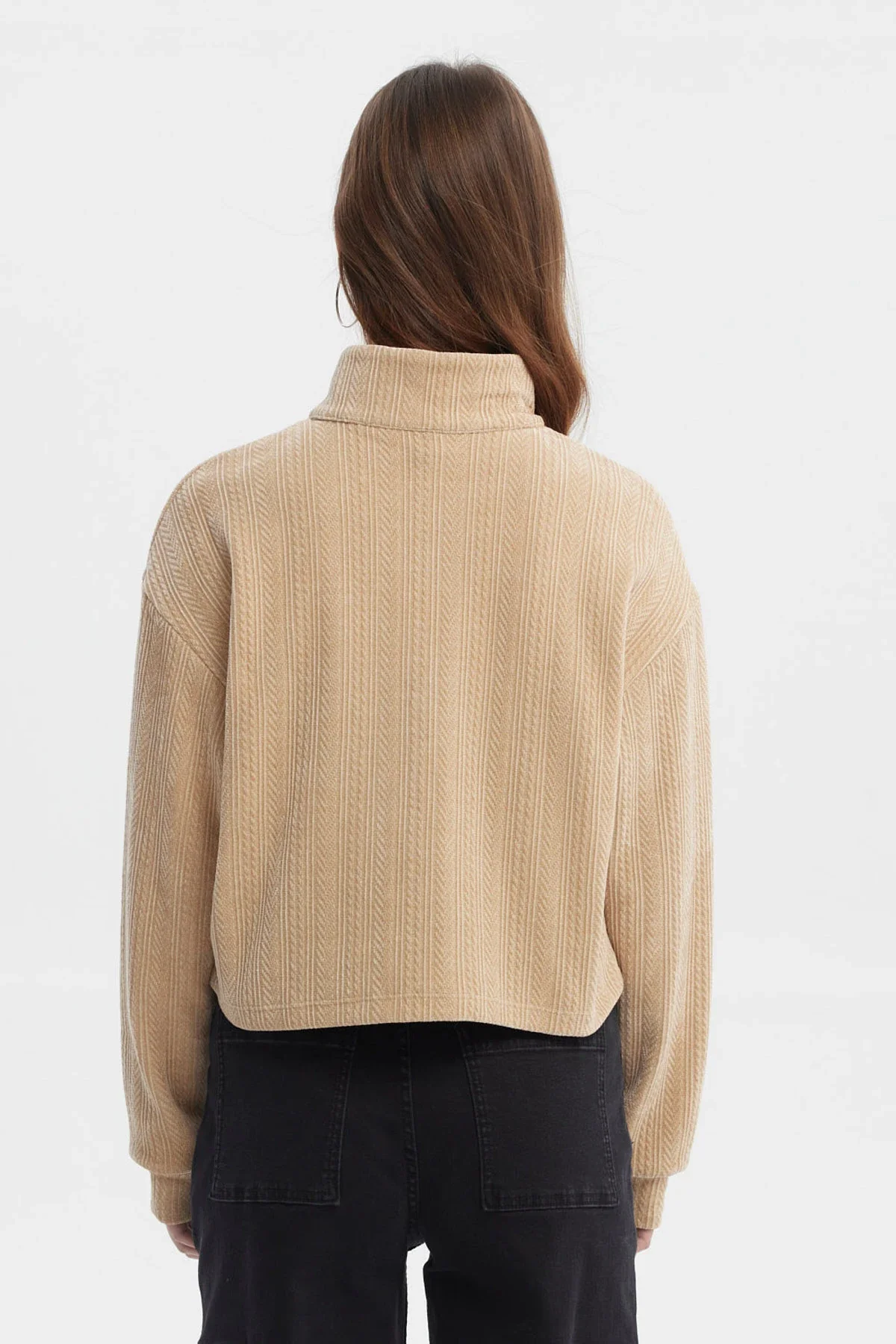 Polerón Mujer Slim Half Zipper Beige - Image 3