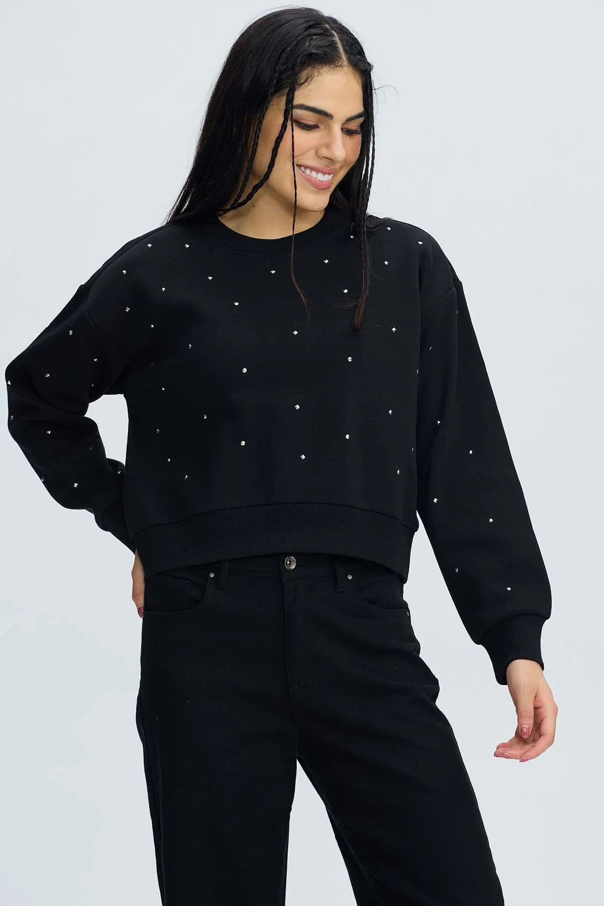 Polerón Mujer Strass Negro - Image 2