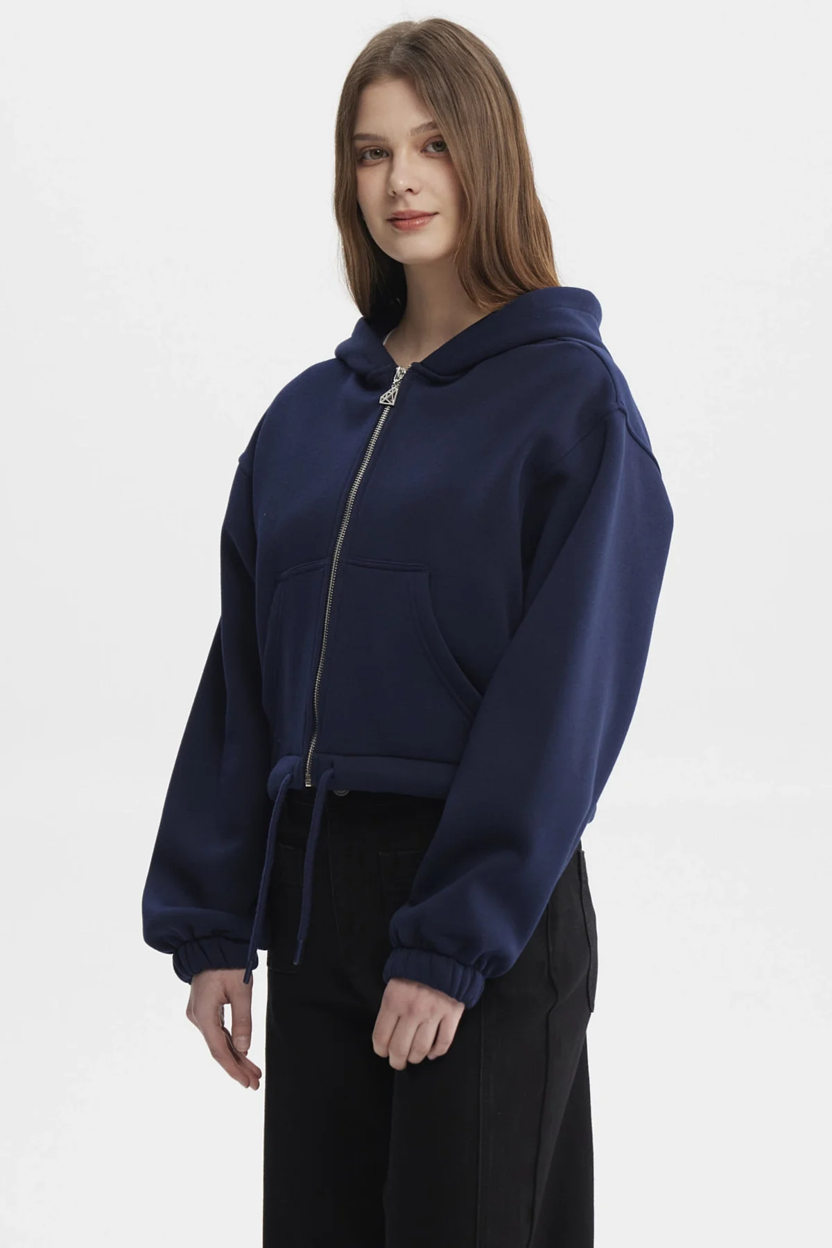 Polerón Mujer Zipper Crop Azul Oscuro - Image 2