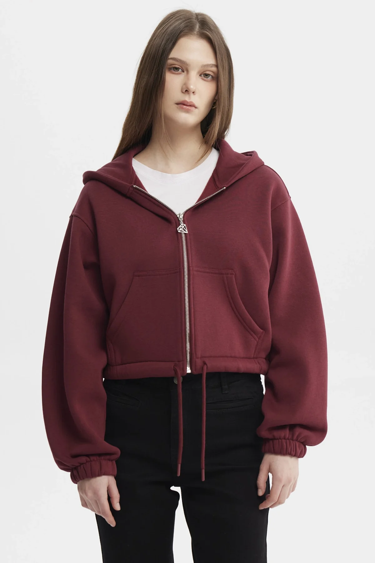 Polerón Mujer Zipper Crop Rojo