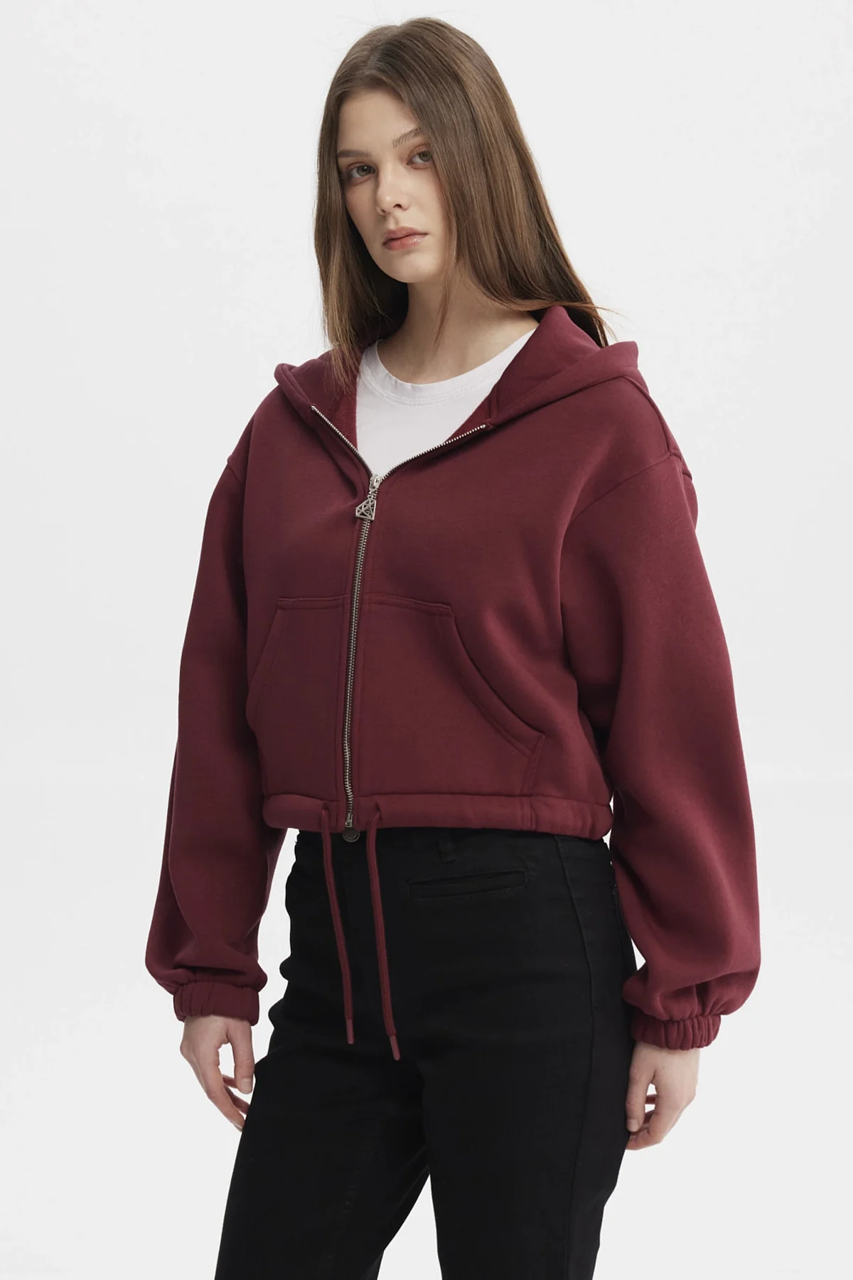 Polerón Mujer Zipper Crop Rojo - Image 2