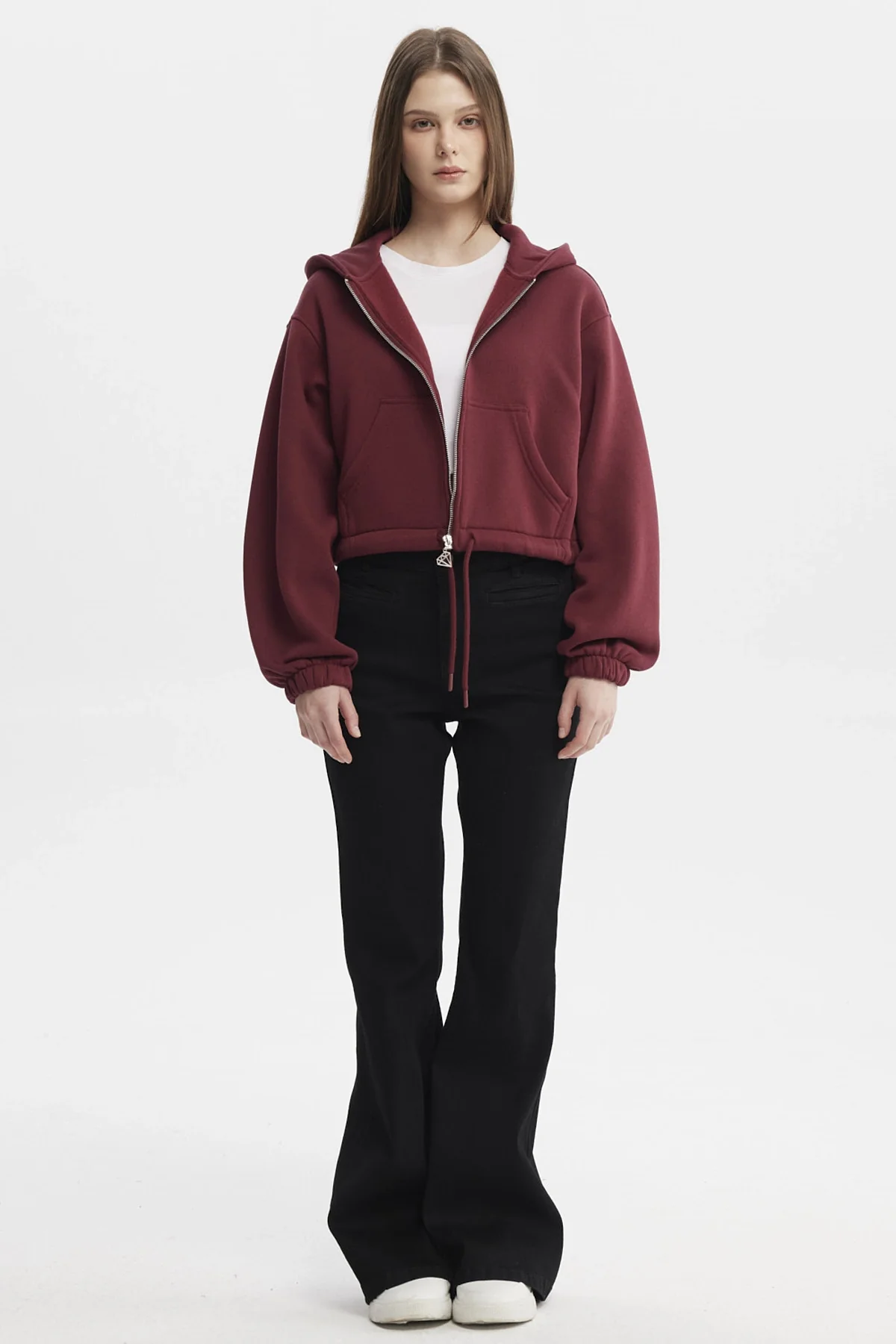 Polerón Mujer Zipper Crop Rojo - Image 4