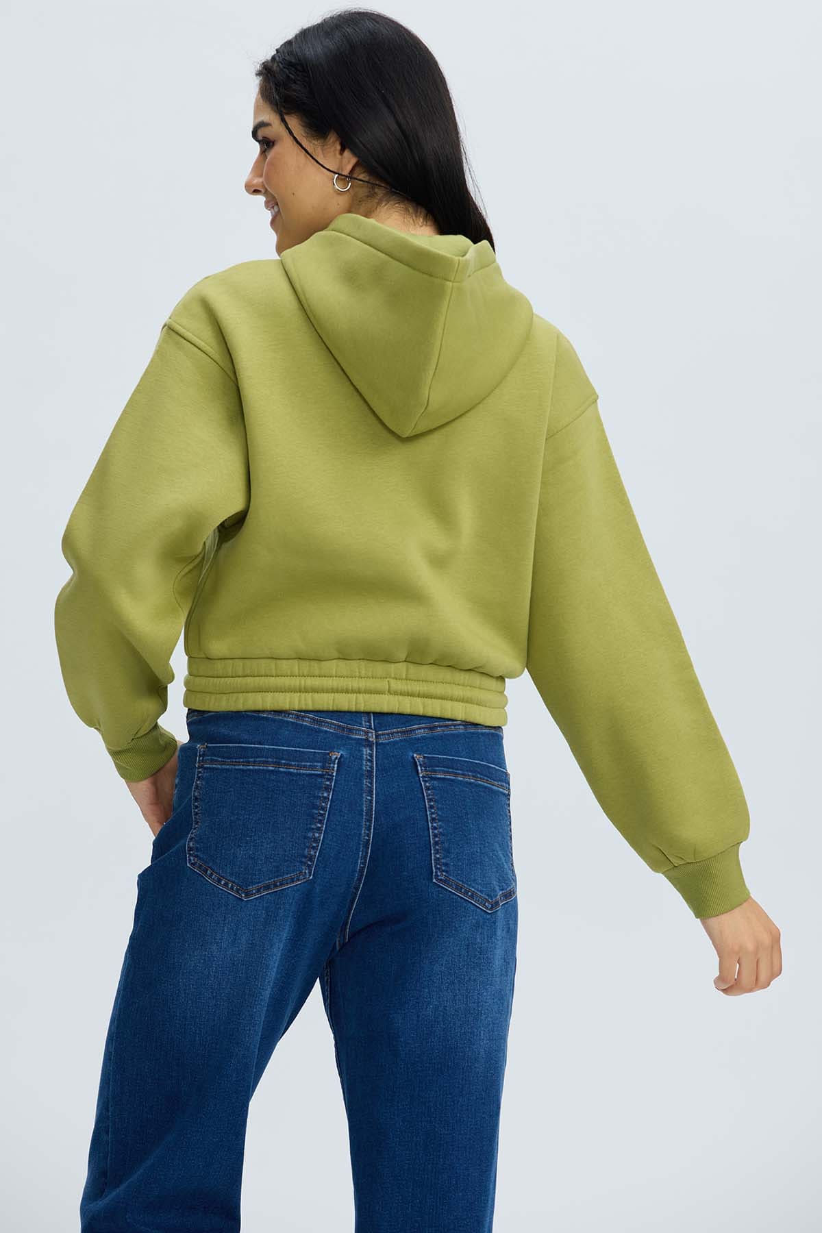 Polerón Mujer Zipper Crop Verde - Image 3