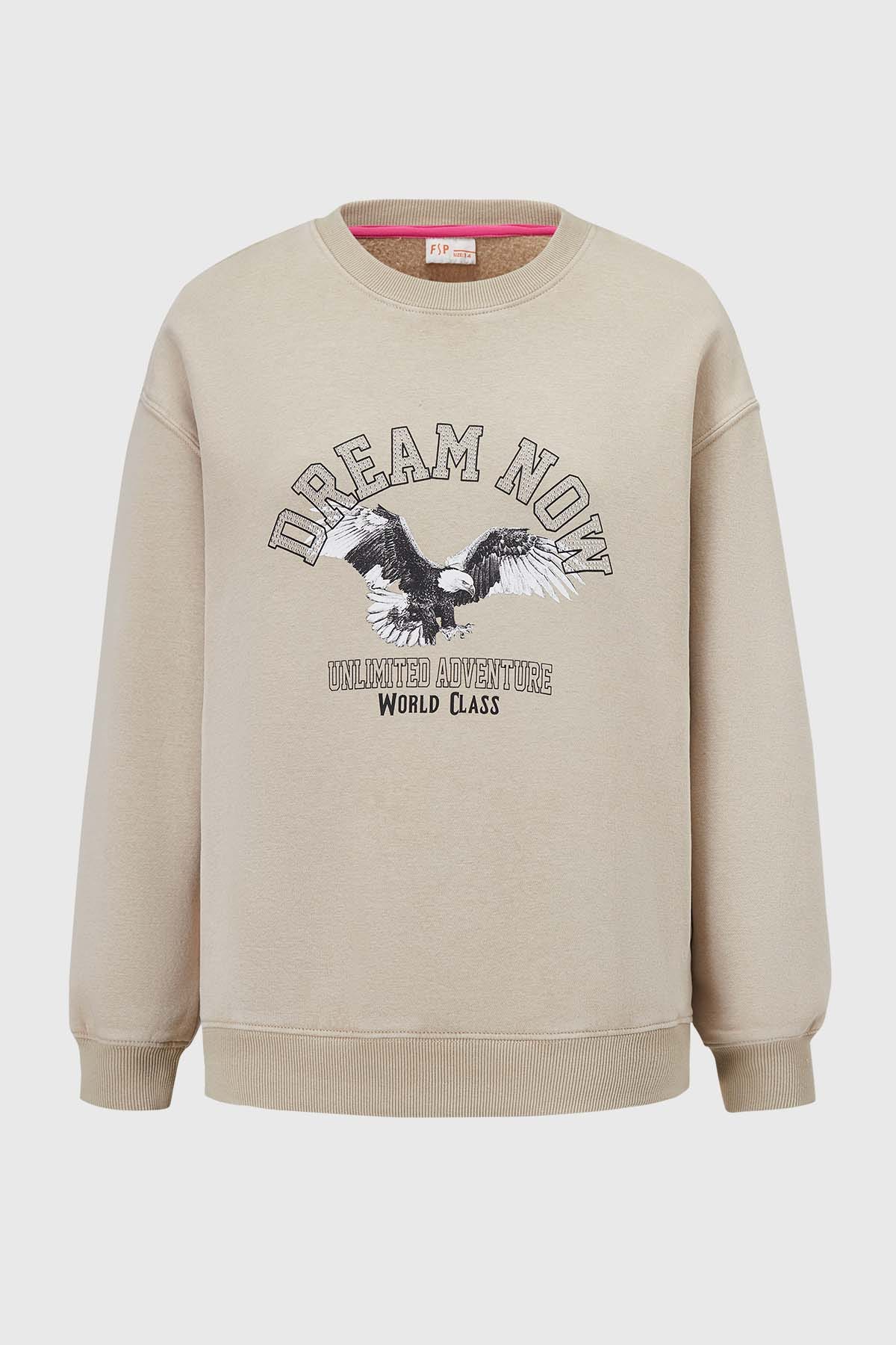 Polerón Niña Acid Wash Beige