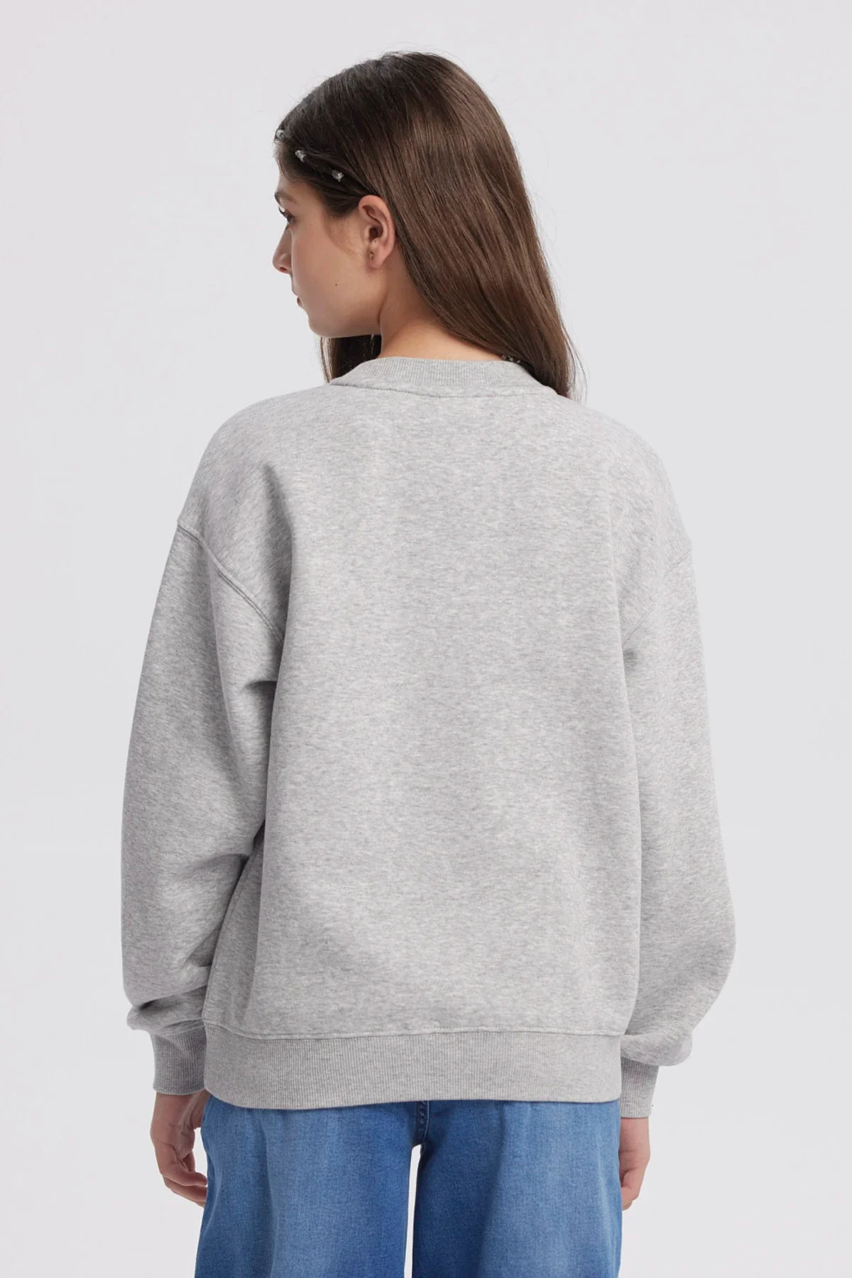 Polerón Niña Básico Print Gris Melange - Image 3