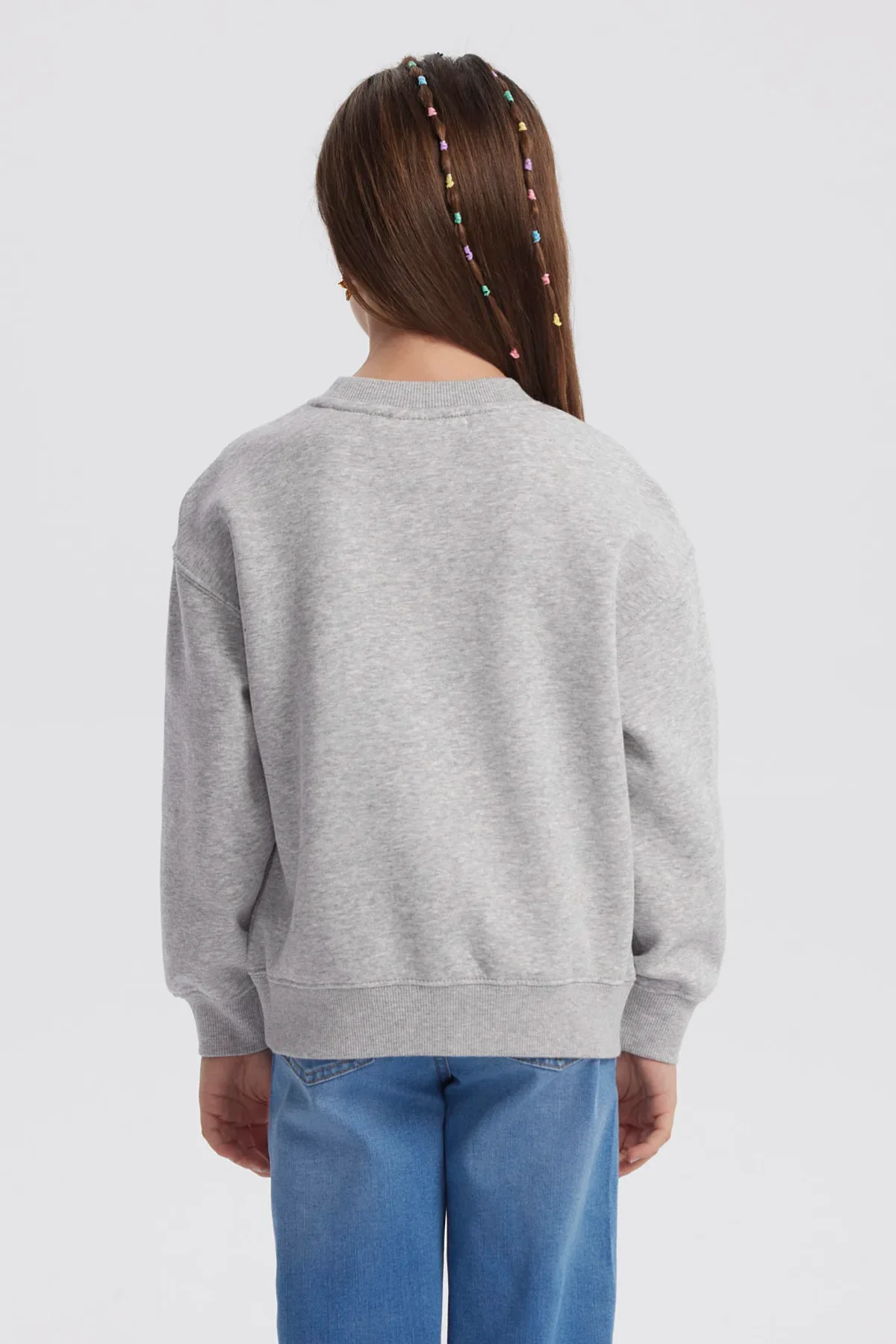 Polerón Niña Básico Print Gris Melange - Image 3