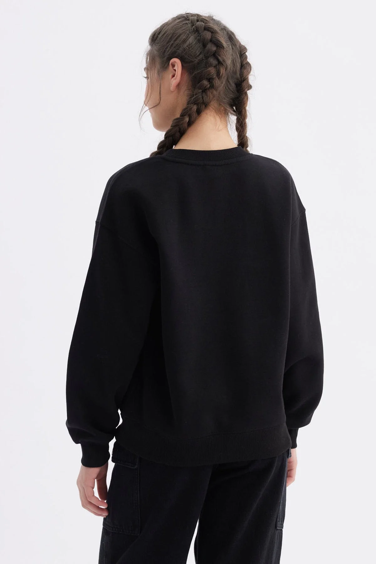 Polerón Niña Básico Print Negro - Image 3