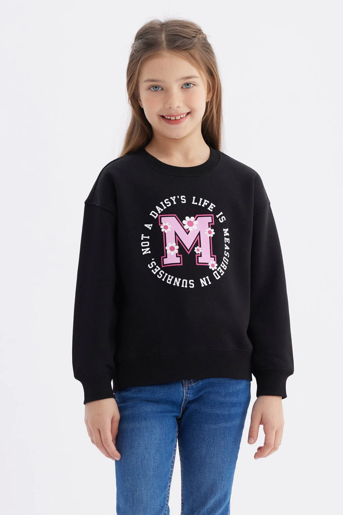 Polerón Niña Básico Print Negro