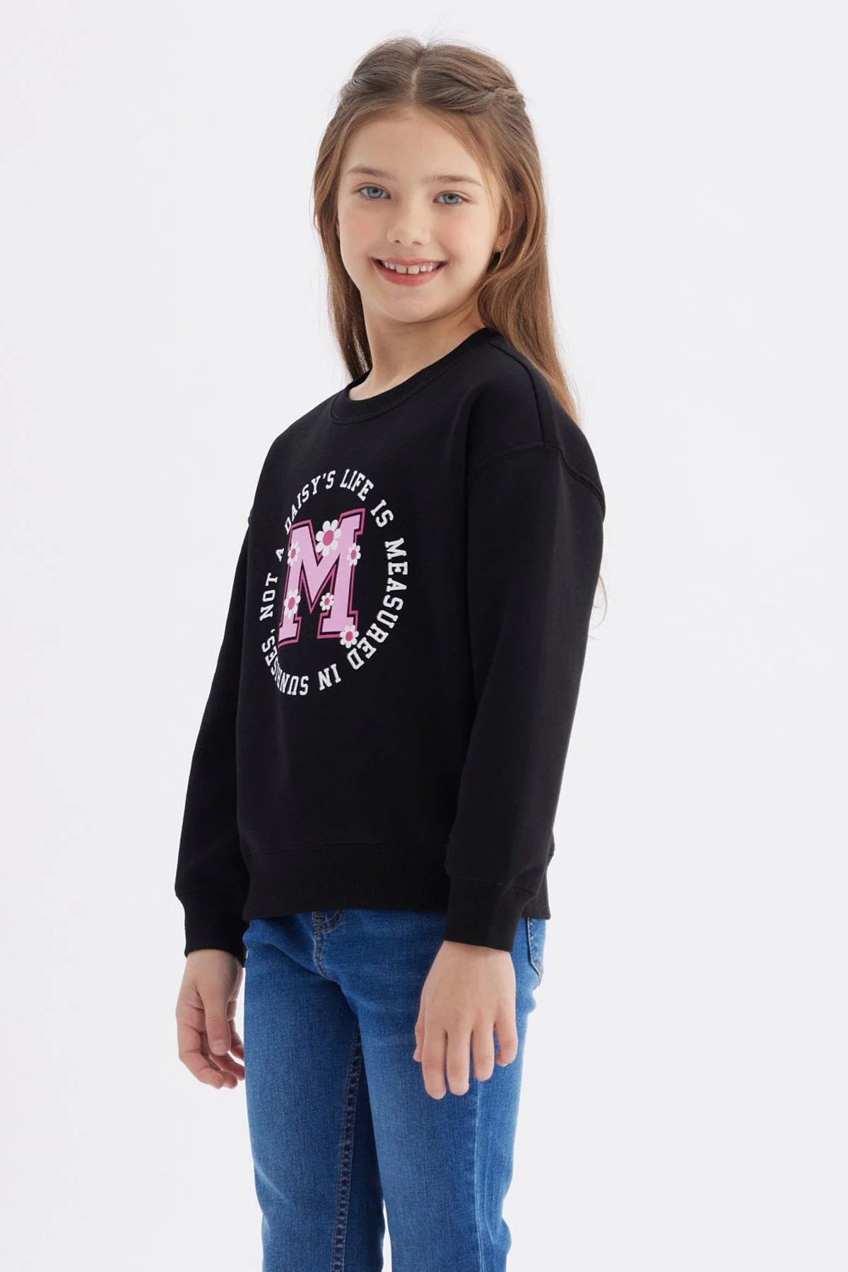 Polerón Niña Básico Print Negro - Image 2