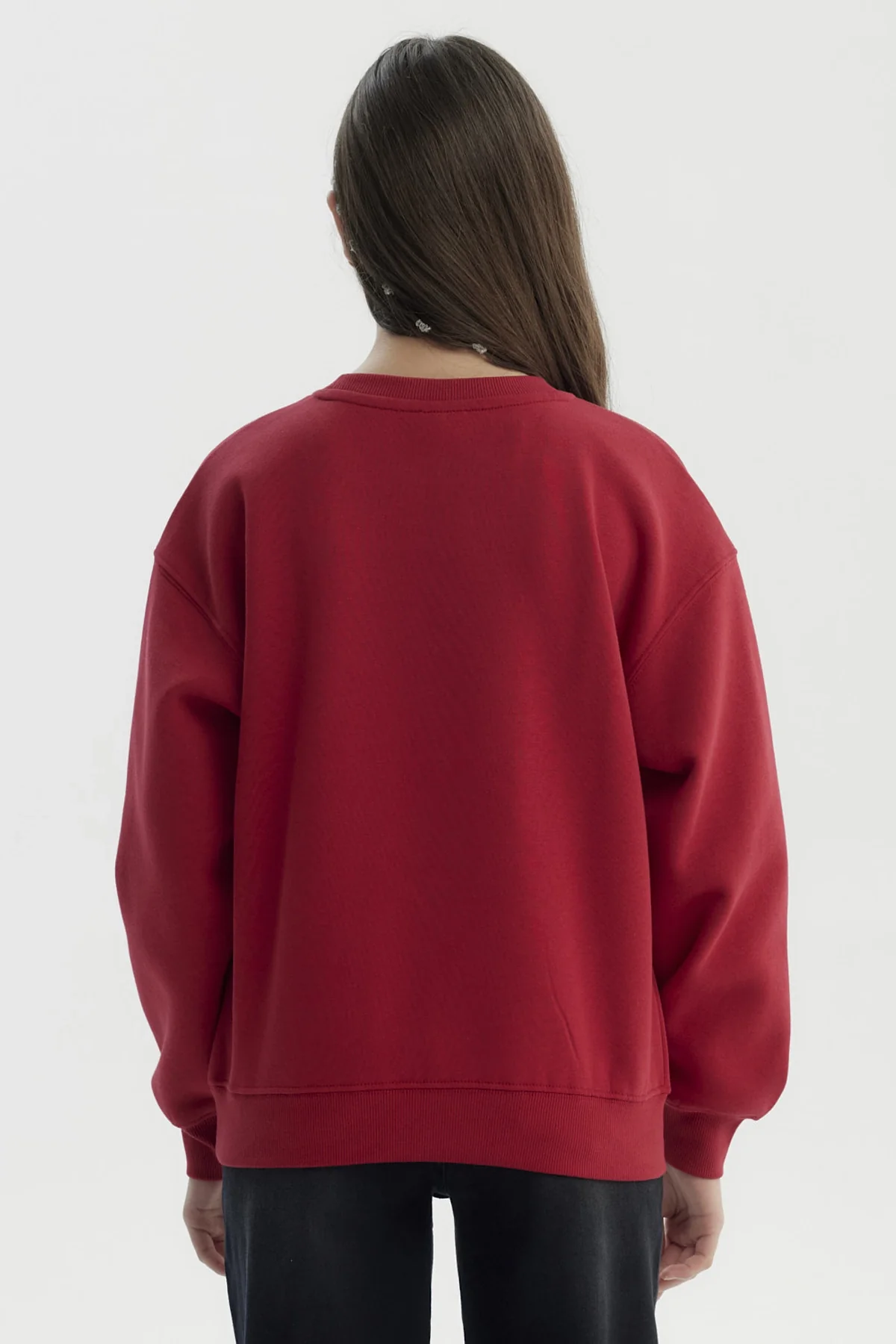 Polerón Niña Básico Print Rojo Oscuro - Image 3