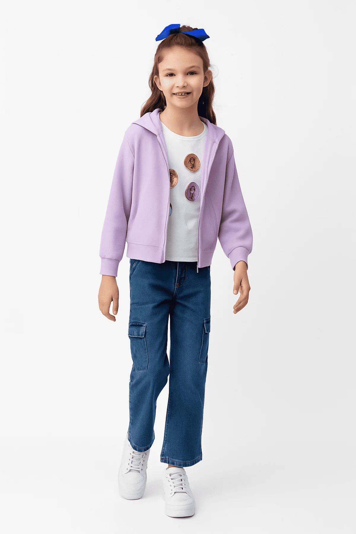 Polerón Niña Con Textura Mangas Lila - Image 2