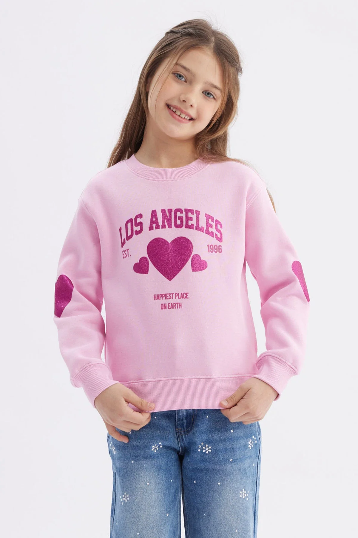 Polerón Niña Corazones Rosado