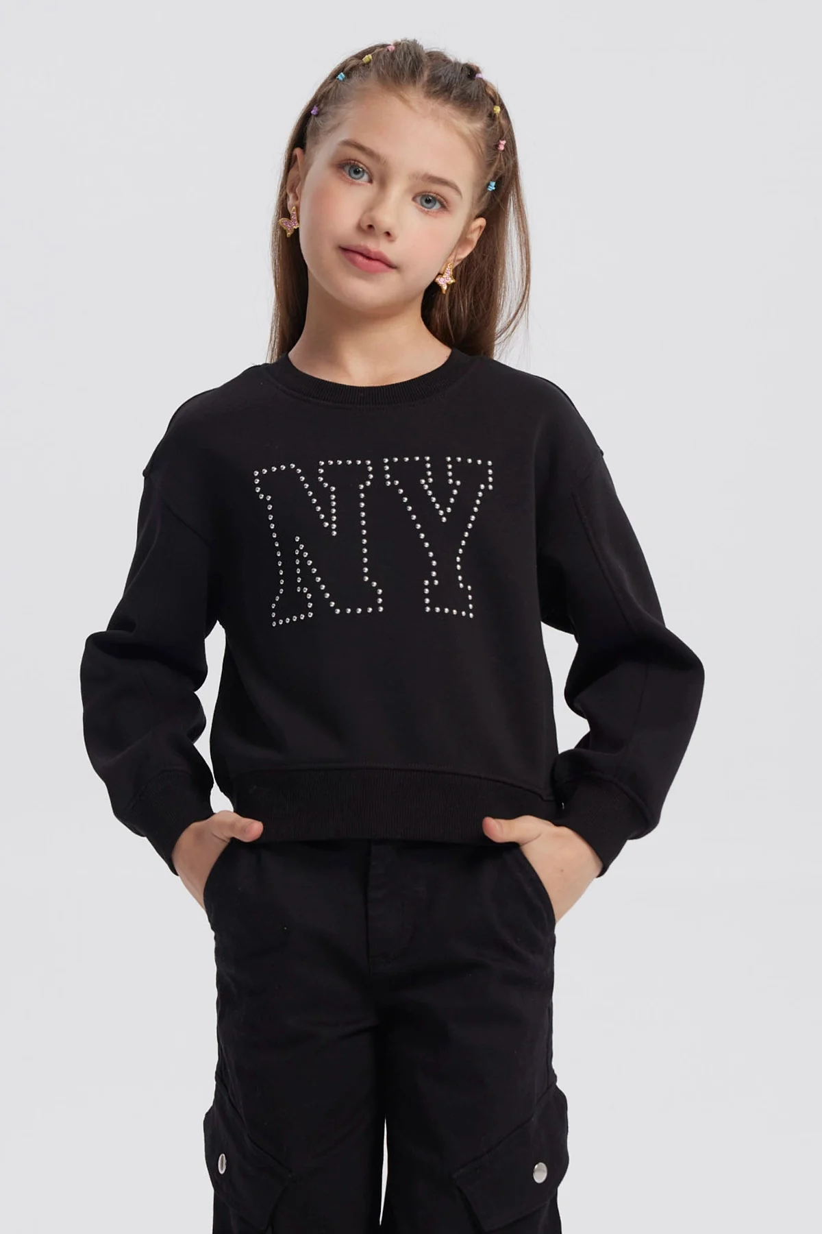 Polerón Niña Strass Negro