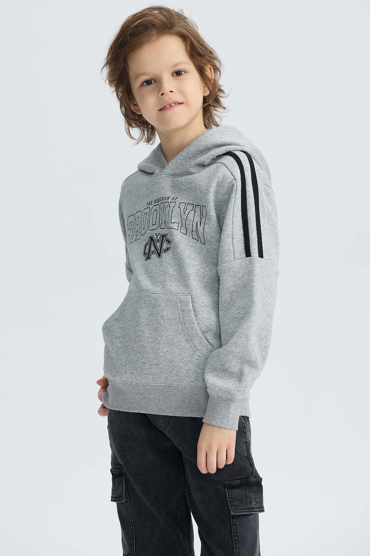 Polerón Niño Básico Print Gris Melange - Image 2