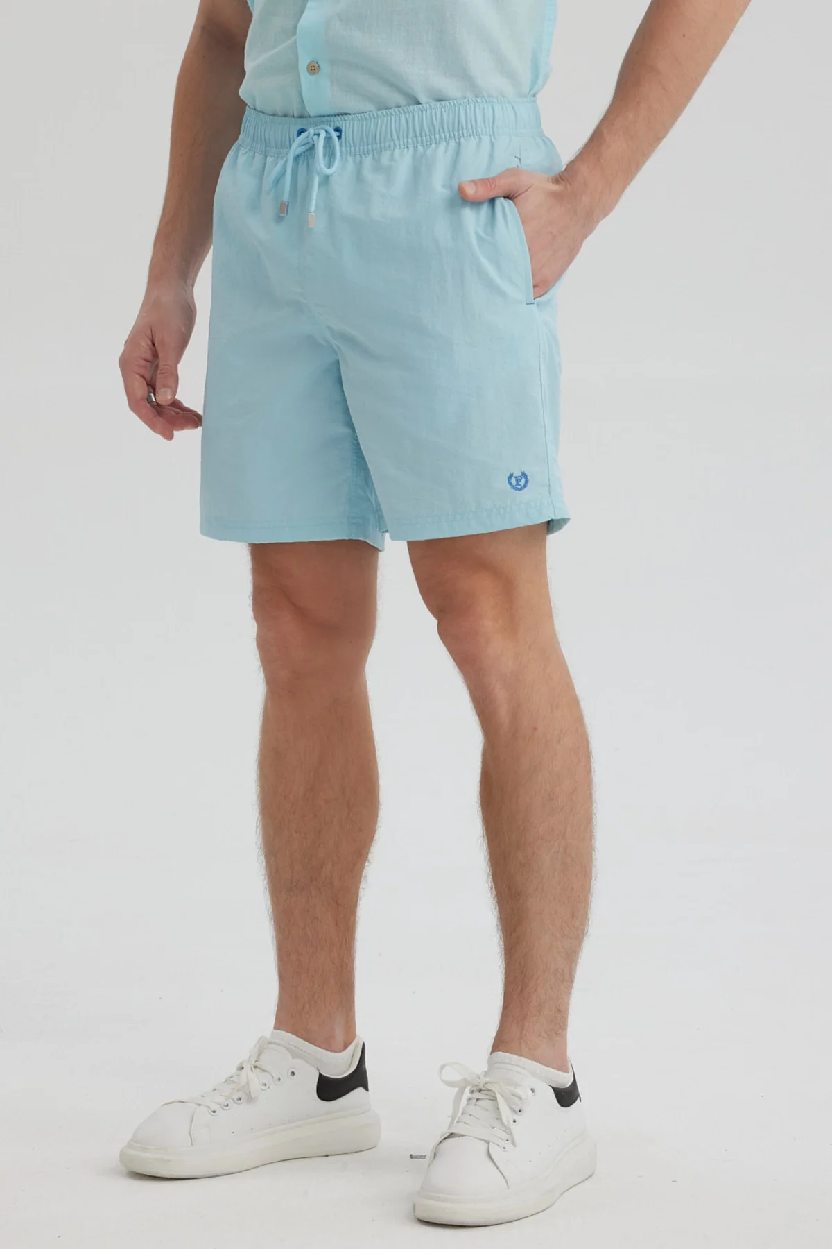 Short de Baño Hombre Liso Celeste - Image 2