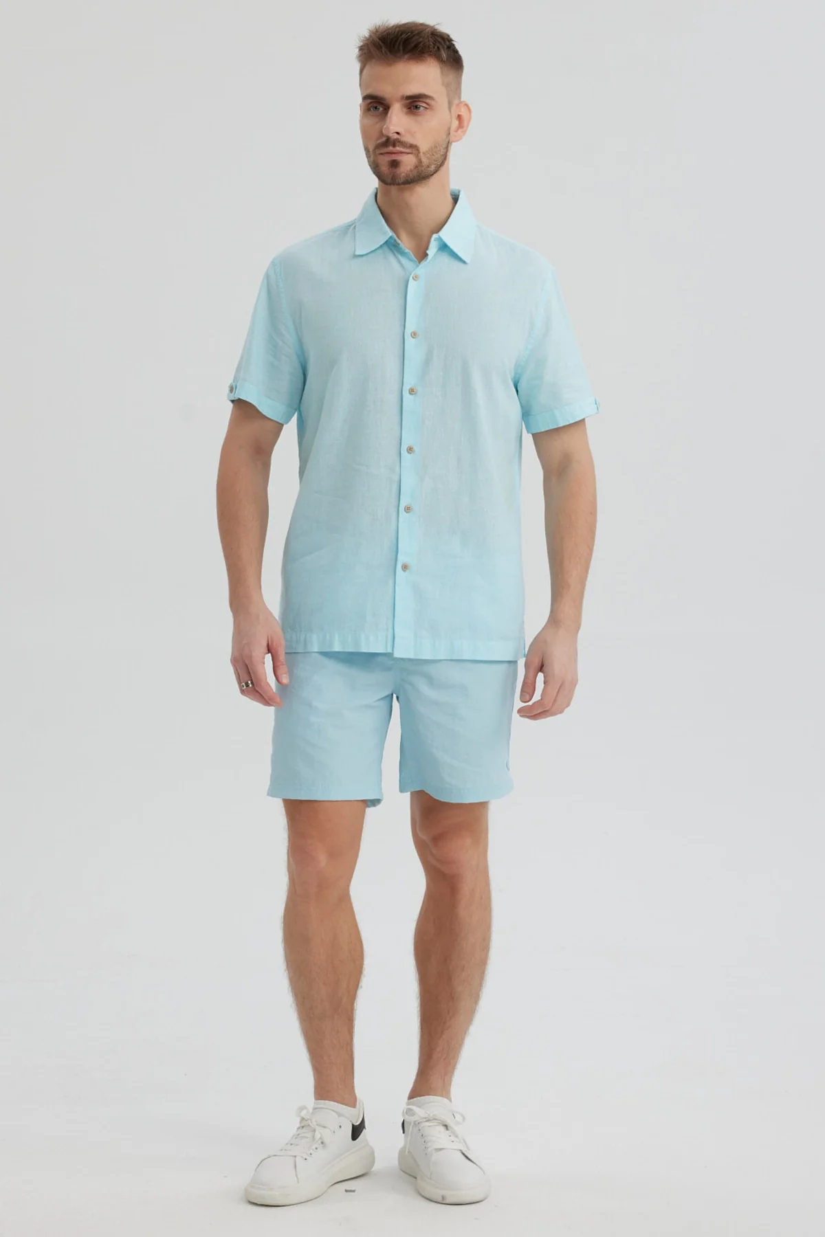 Short de Baño Hombre Liso Celeste - Image 4