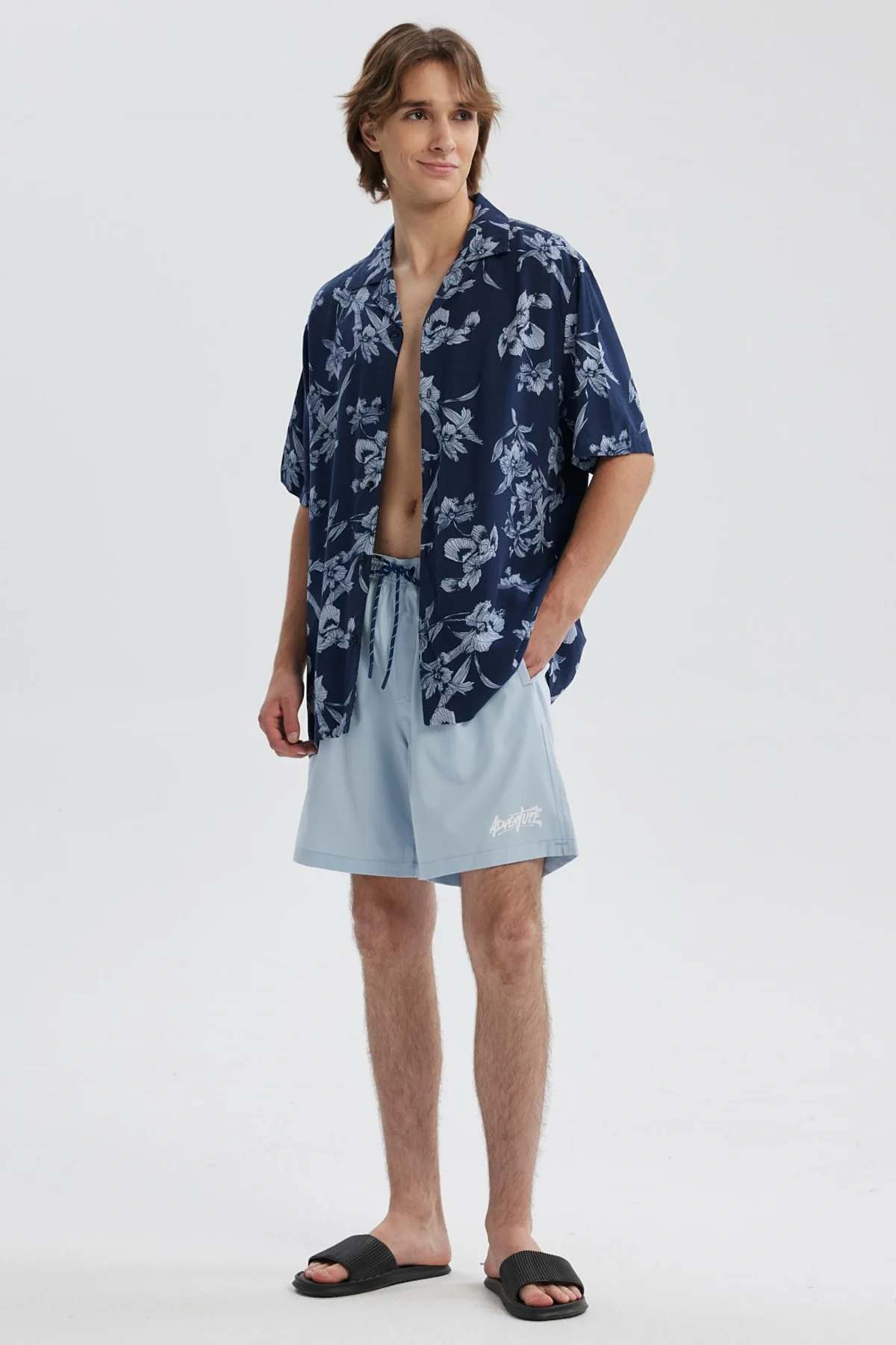 Short de Baño Hombre Liso Celeste - Image 4