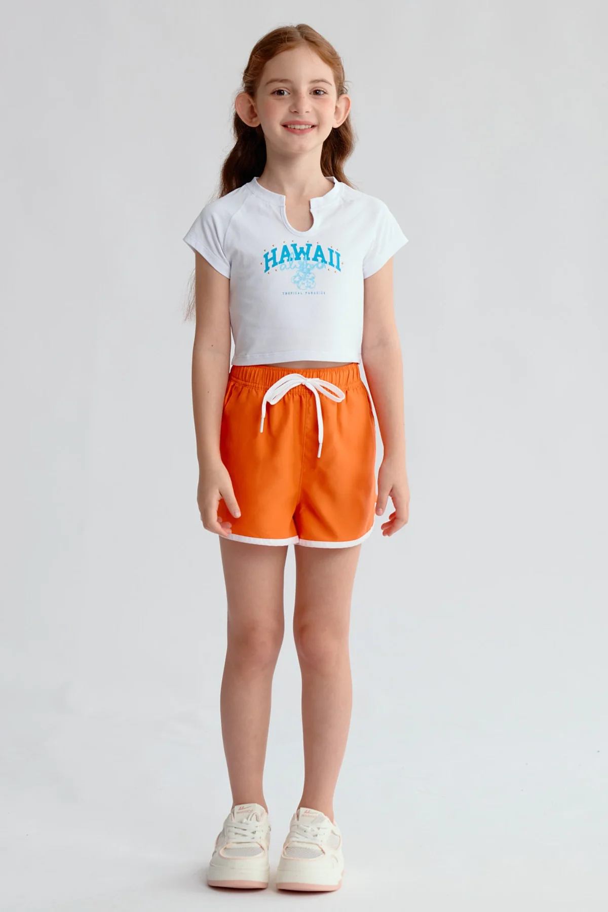 Short de Baño Niña Liso Naranjo - Image 4
