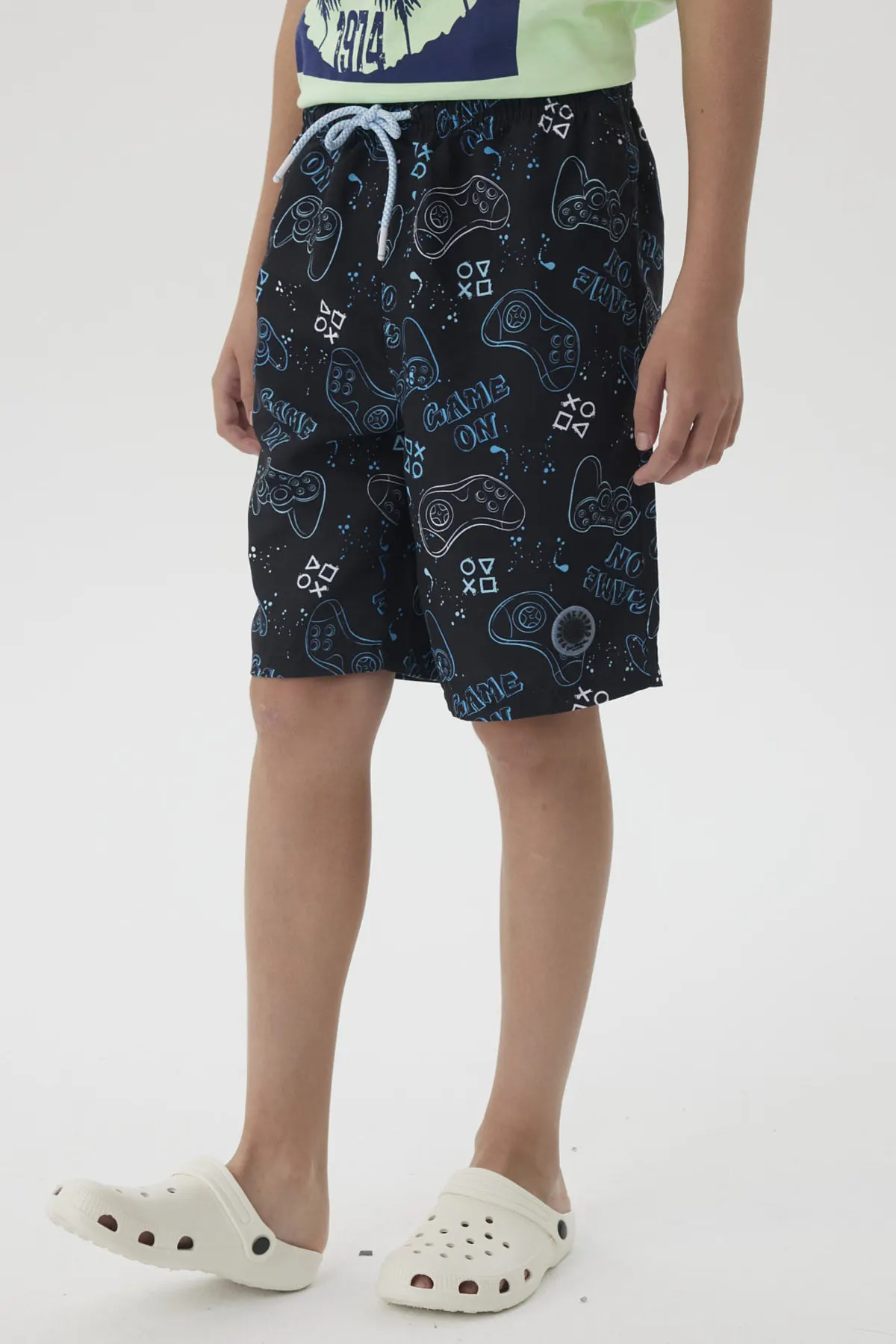 Short de Baño Niño Básico Print Negro - Image 2