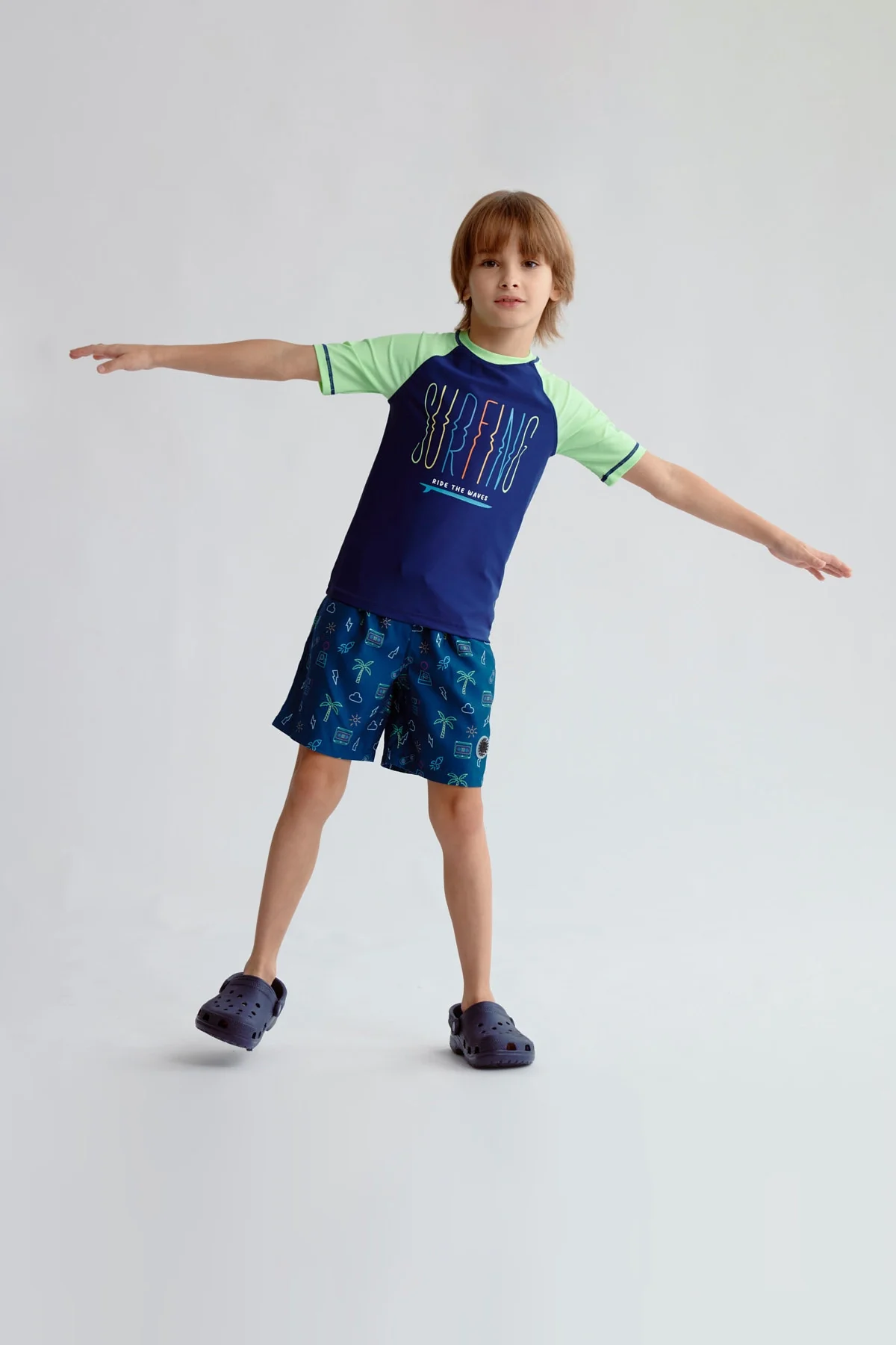 Short de Baño Niño Básico Print Petroleo - Image 4