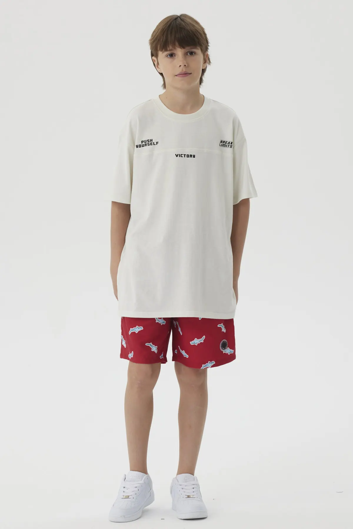 Short de Baño Niño Básico Print Rojo - Image 4