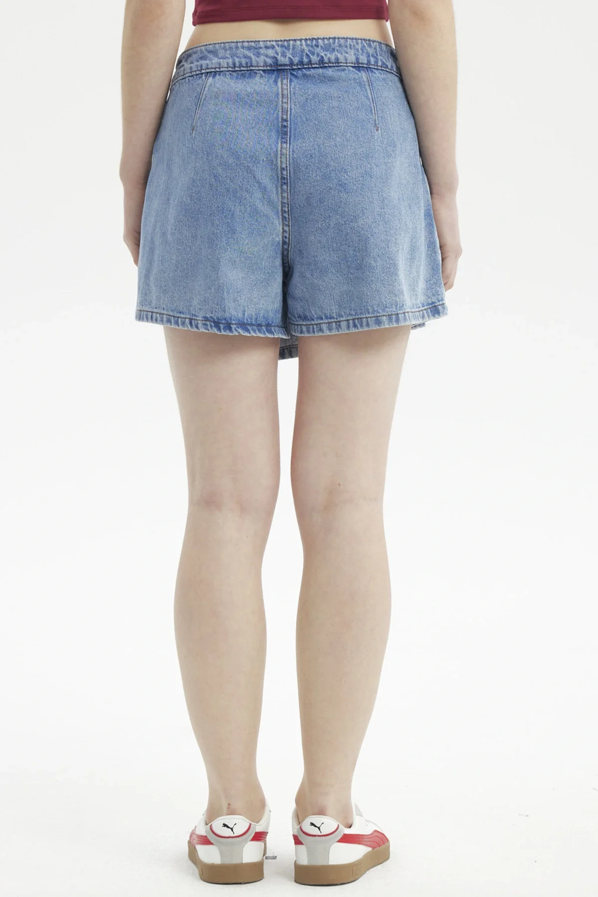 Short Mujer Falda Tableado Azul - Image 3
