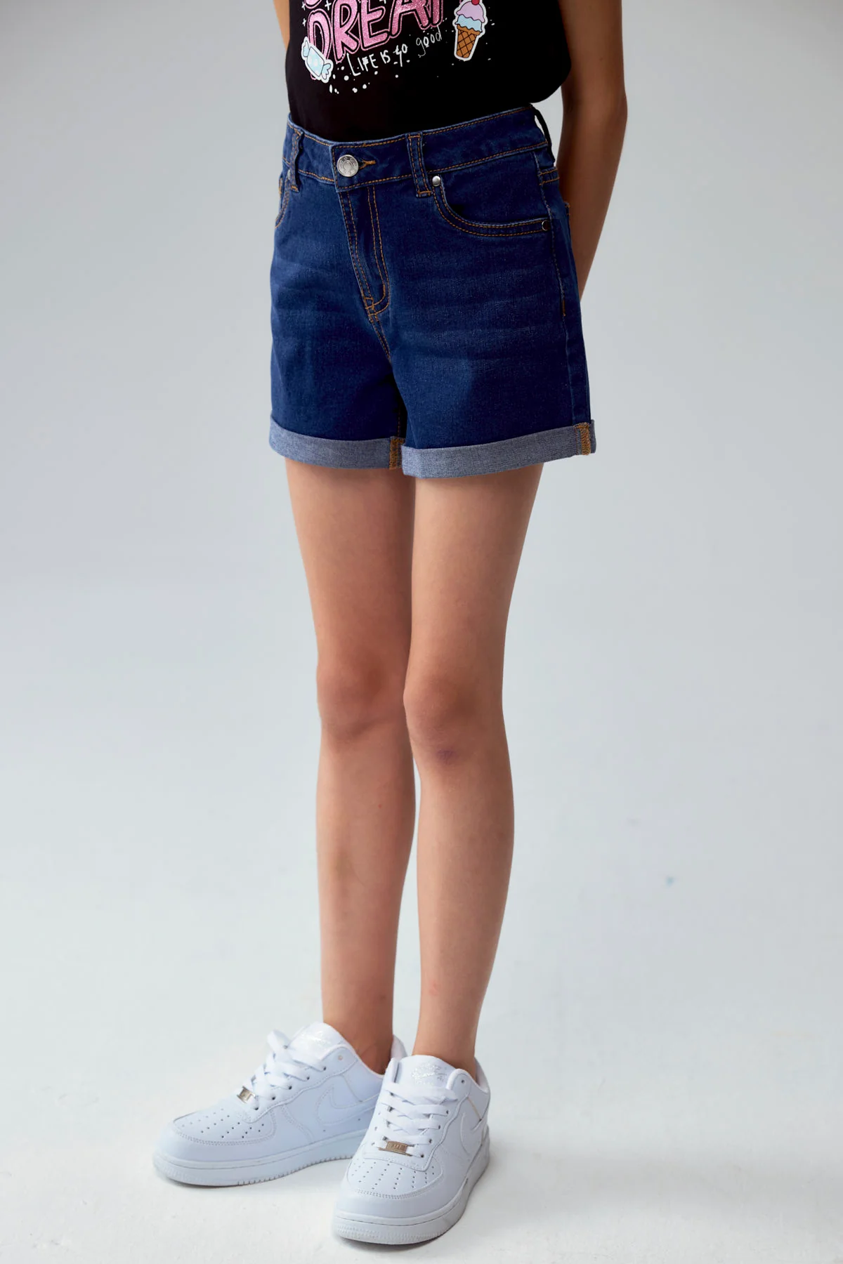 Short Niña Básico Denim Azul Oscuro - Image 2