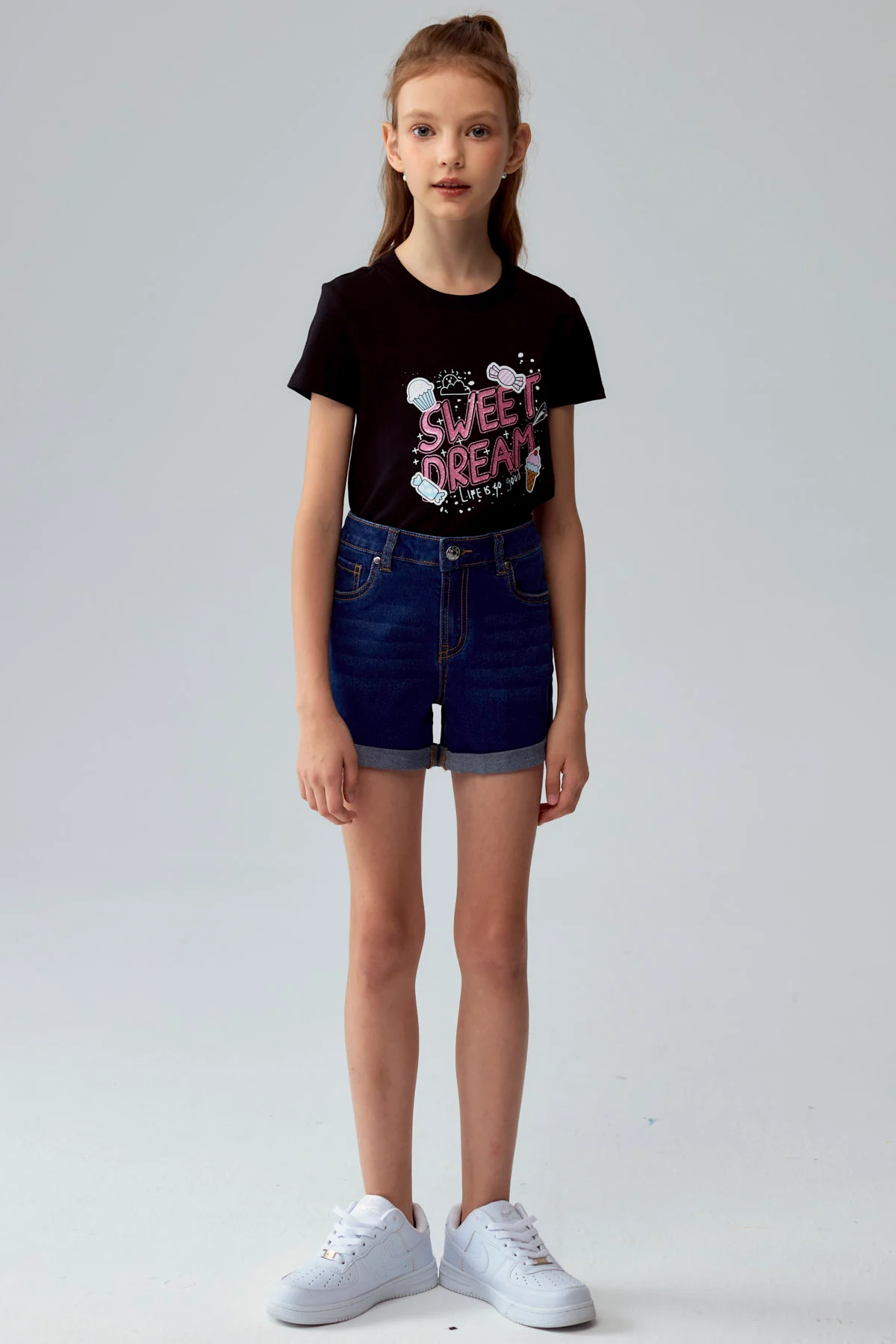 Short Niña Básico Denim Azul Oscuro - Image 4